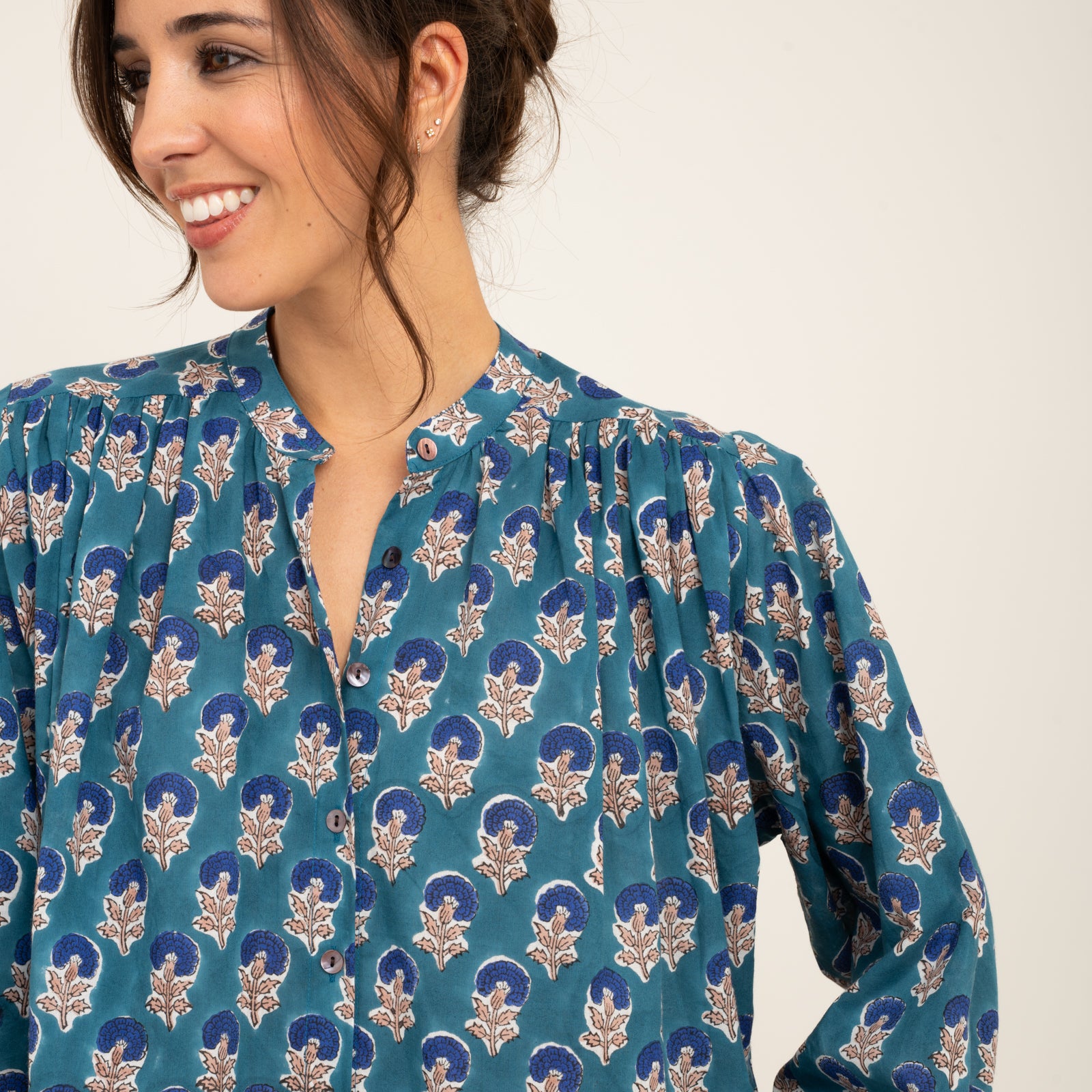 Julie Shirt Sathi Jaya 100% Organic Cotton - Blue BLUE
