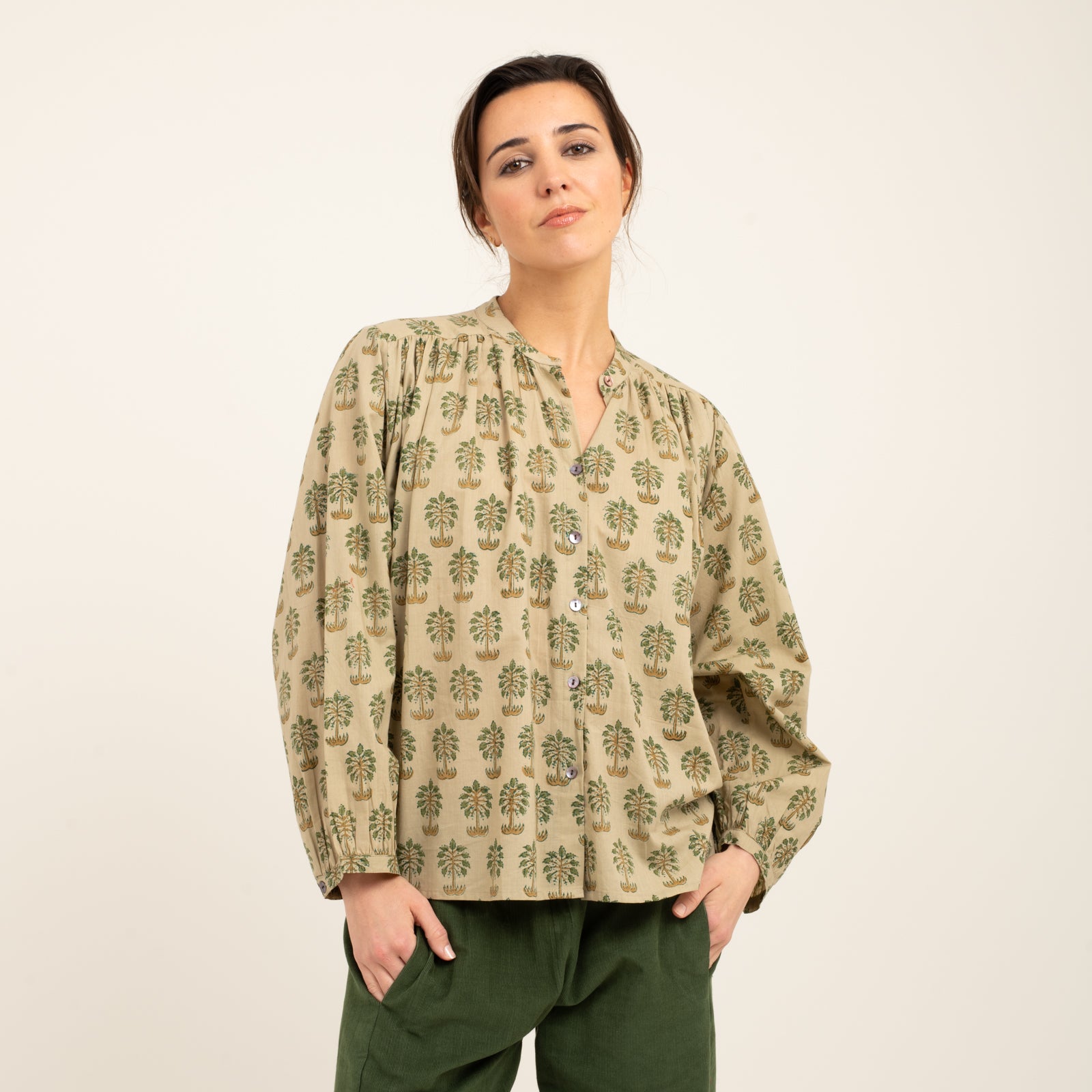 Julie Shirt Sathi Jaya 100% Organic Cotton - Green GREEN