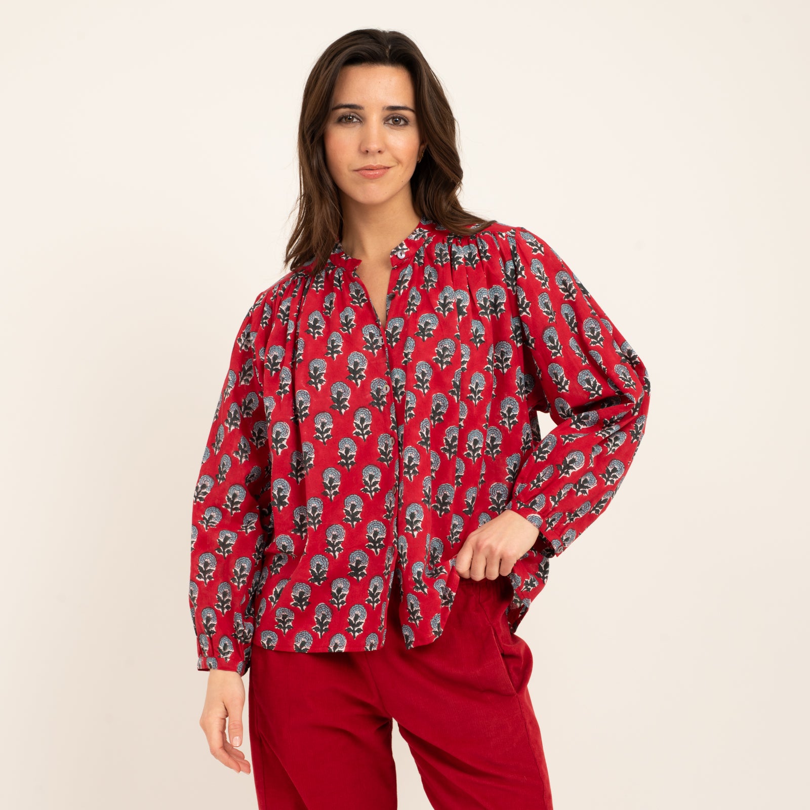 Julie Shirt Sathi Jaya 100% Organic Cotton - Red RED