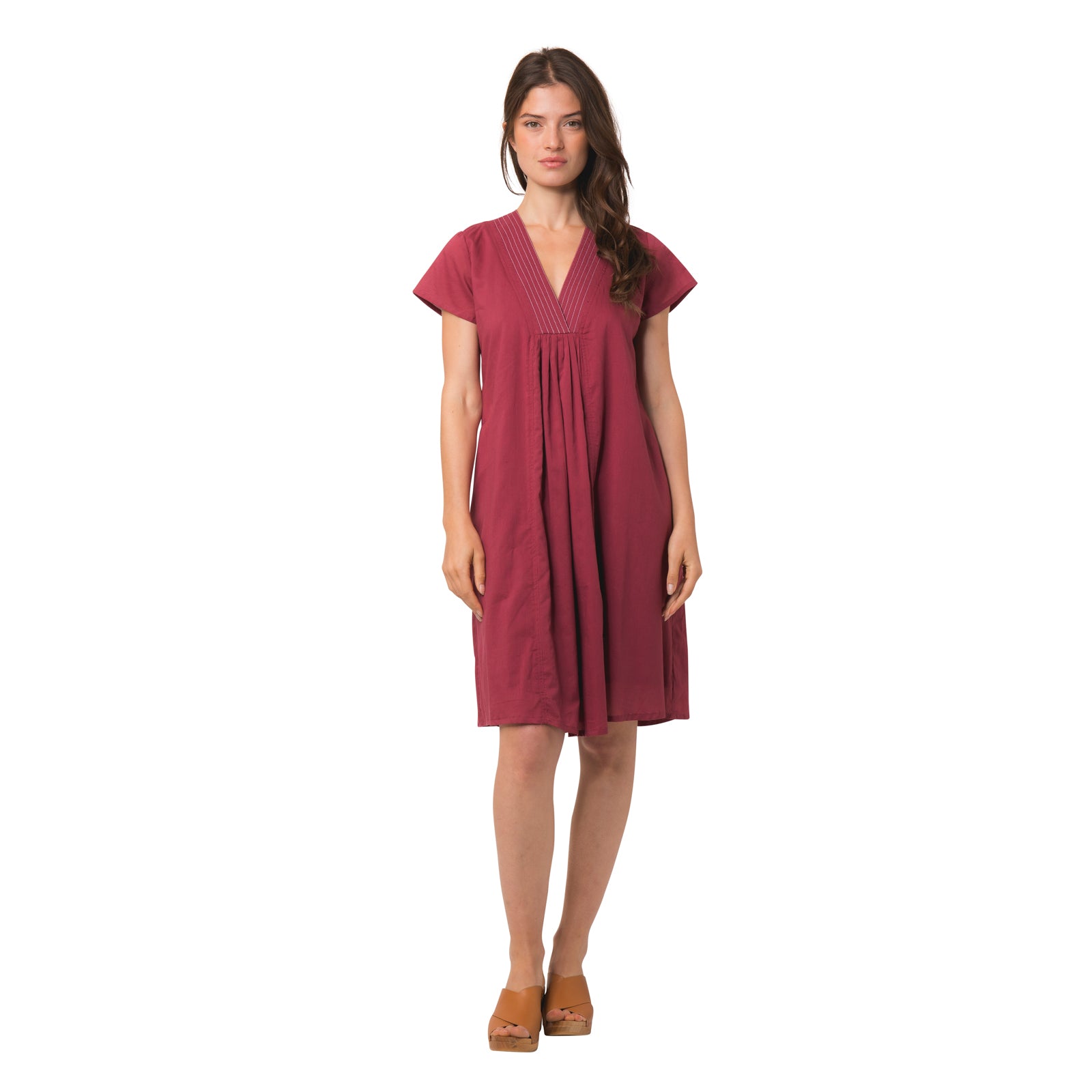 Iris V Neck Dress S.color 100% Coton - Rasberry RASBERRY