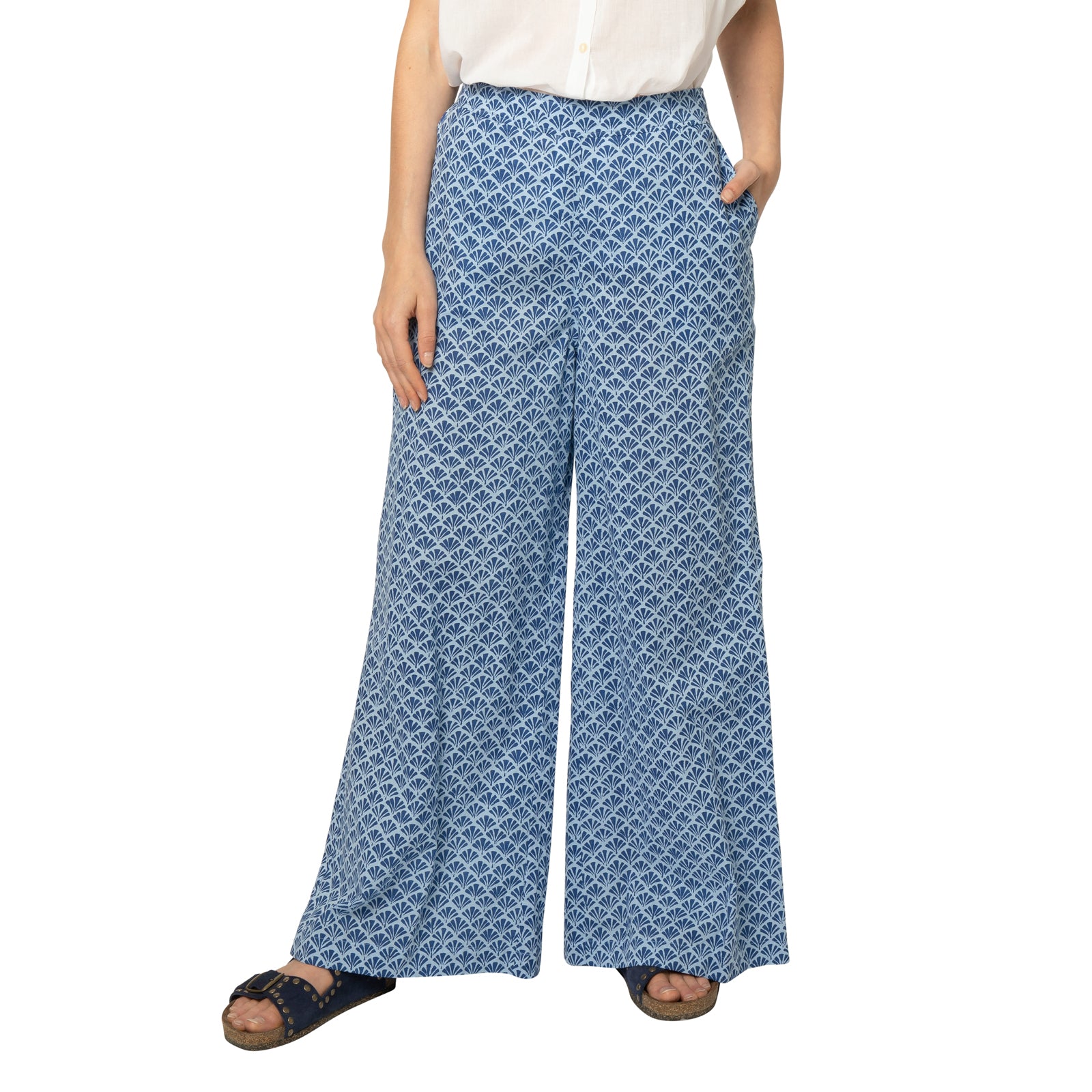 Leana Trousers Peacock 100% Coton - Blue BLUE