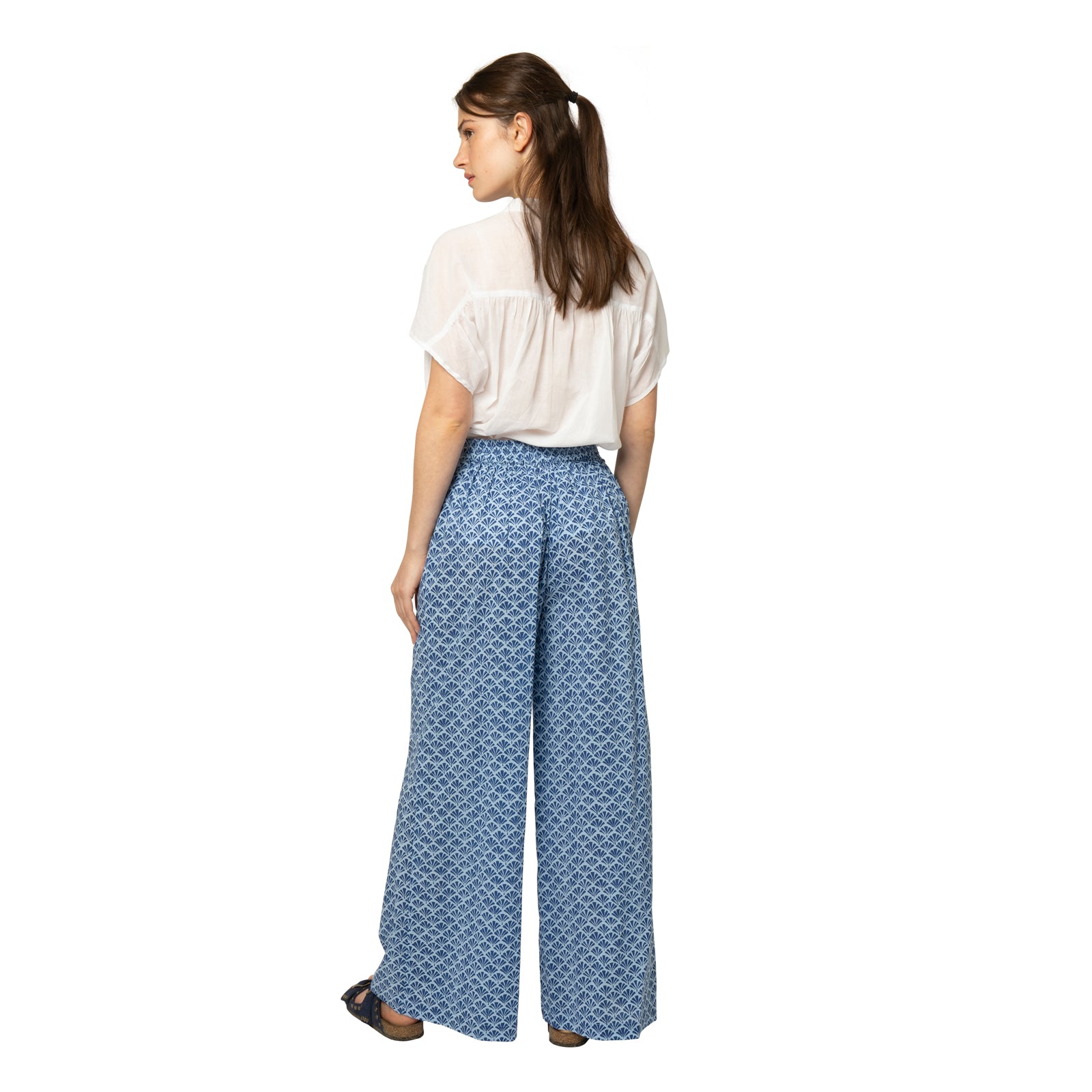 Leana Trousers Peacock 100% Coton - Blue BLUE