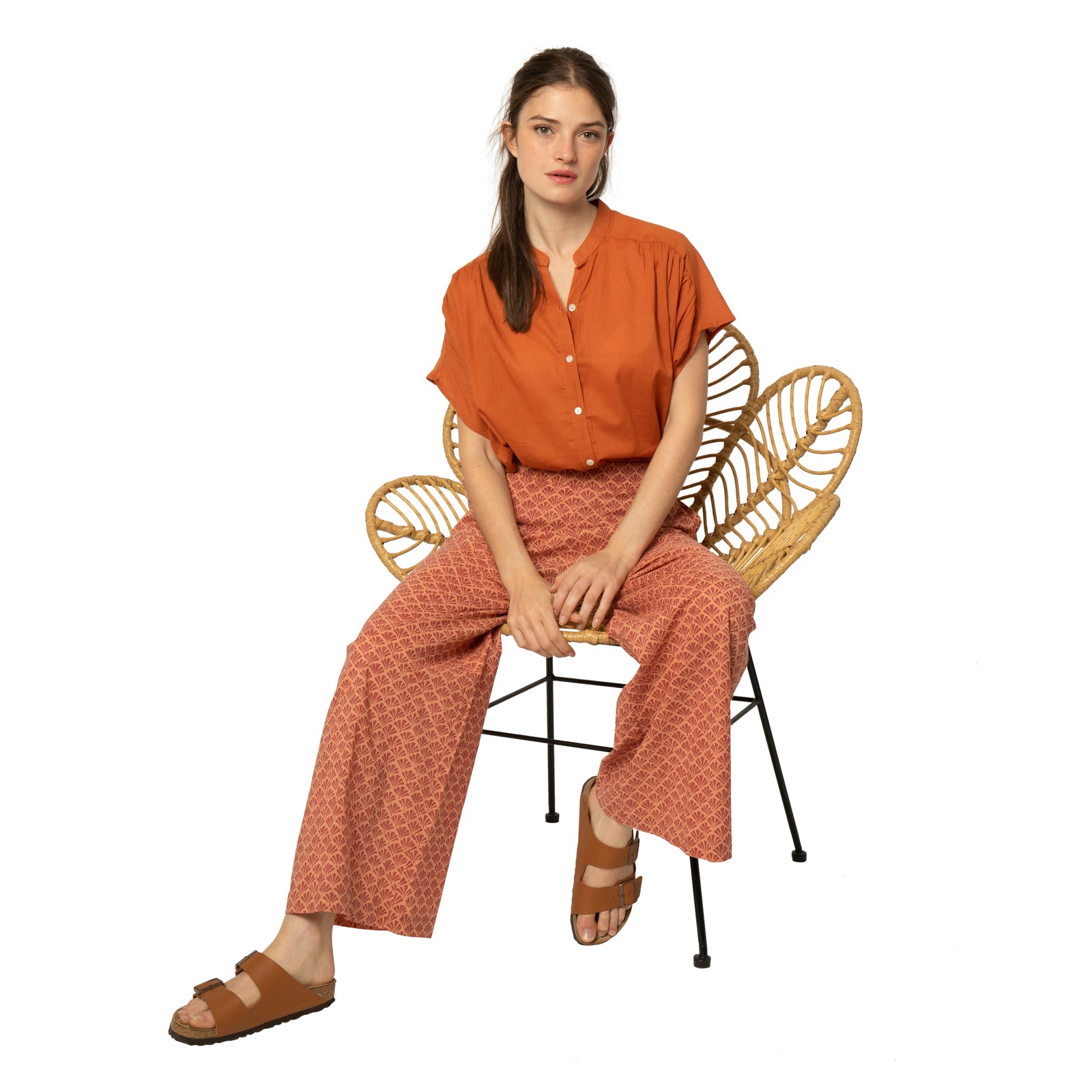 Leana Trousers Peacock 100% Coton - Orange ORANGE