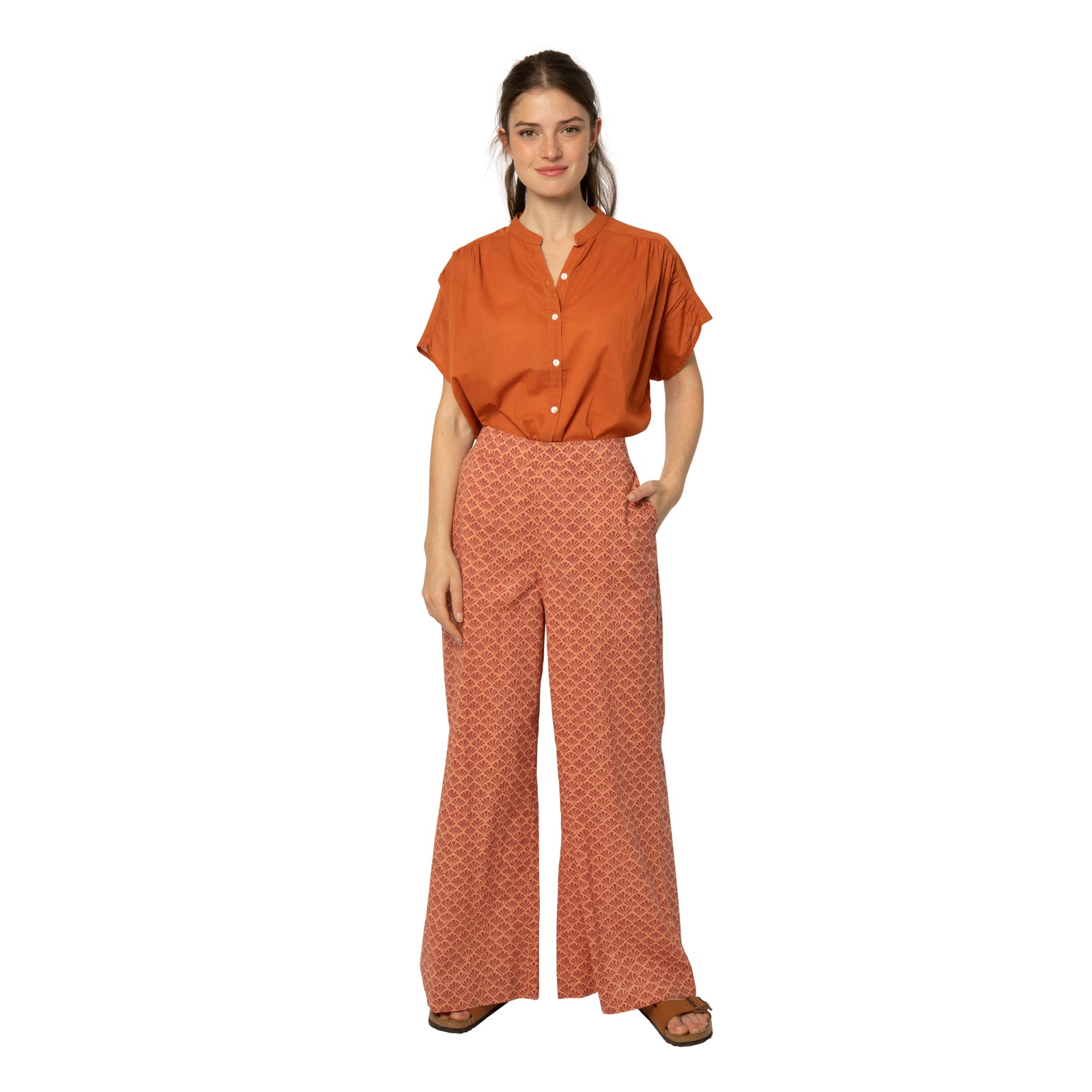 Leana Trousers Peacock 100% Coton - Orange ORANGE