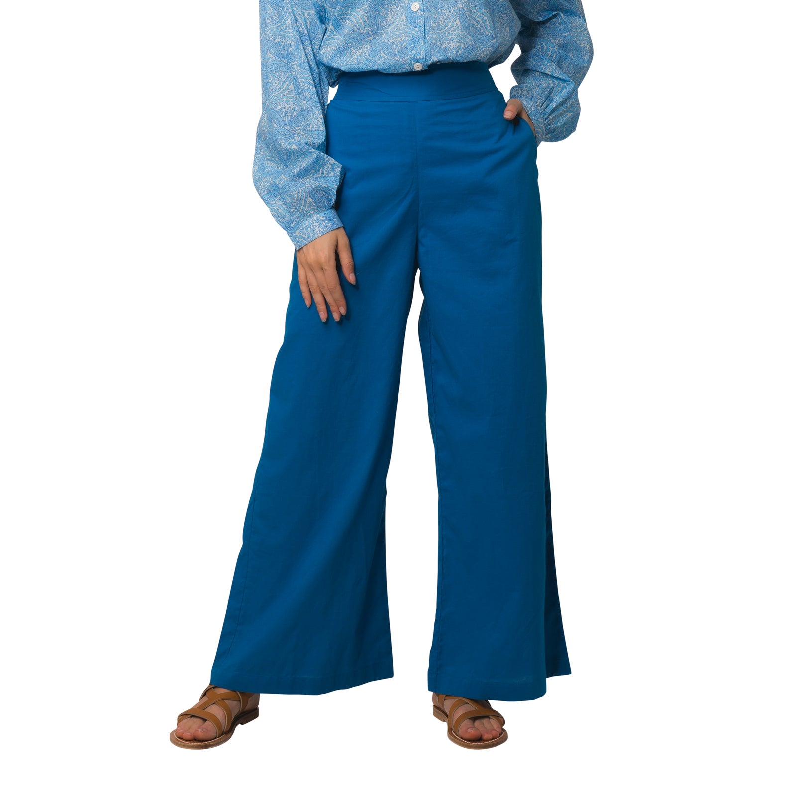 Leana Trousers S.color 100% Coton - Blue BLUE