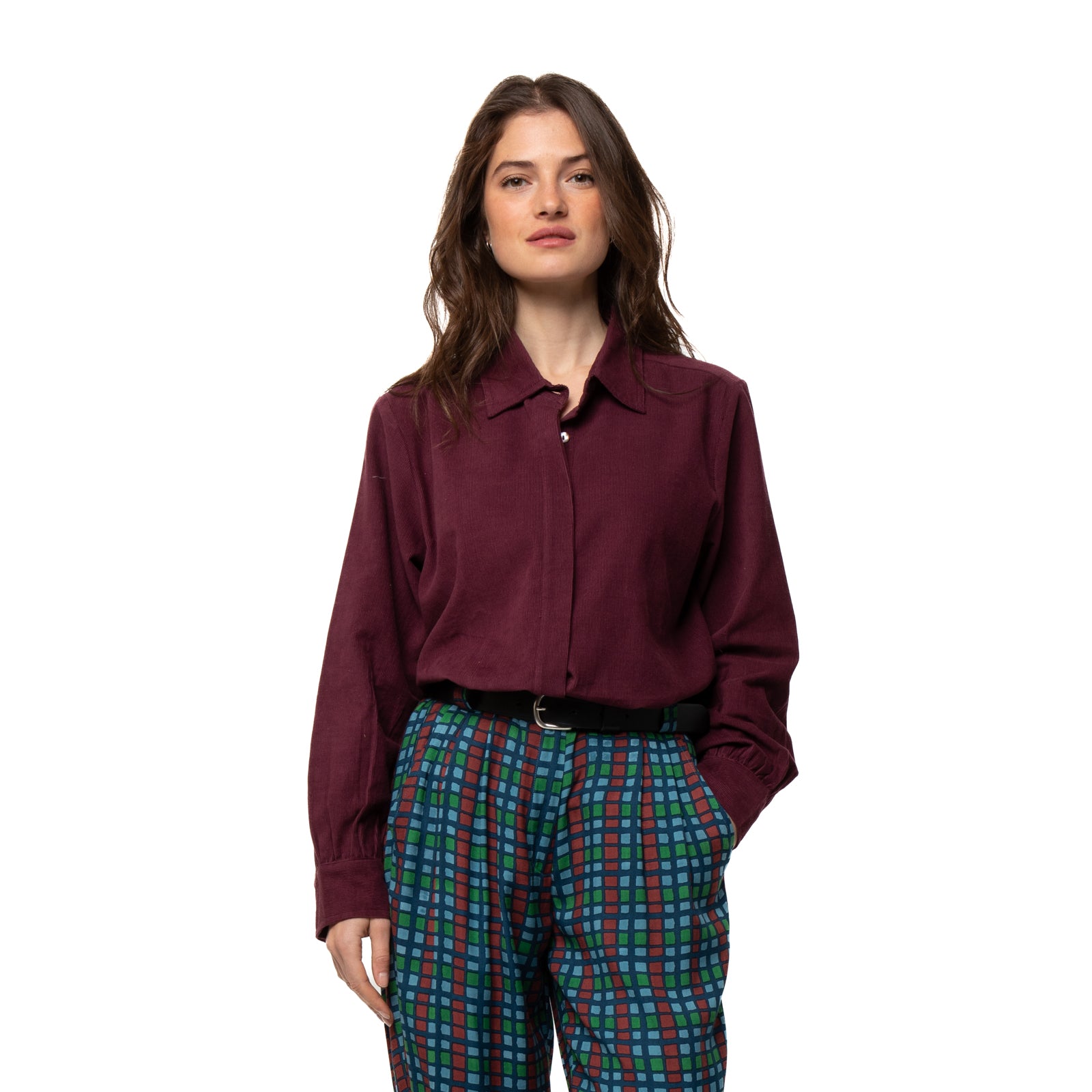 Lily Shirt Velvet 100% Coton - Burgundy BURGUNDY