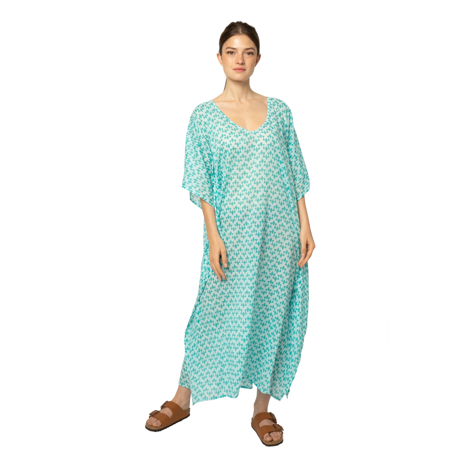 Lina Caftan Abu 100% Cotton - Turquoise TURQUOISE