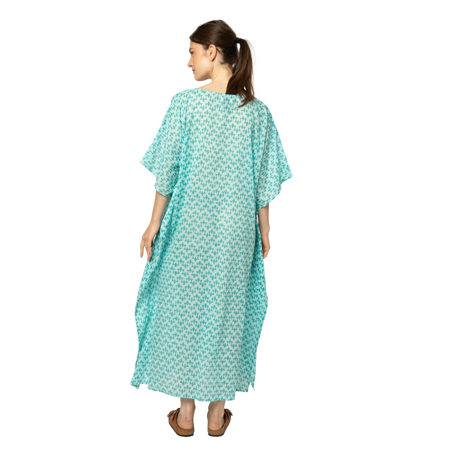 Lina Caftan Abu 100% Cotton - Turquoise TURQUOISE