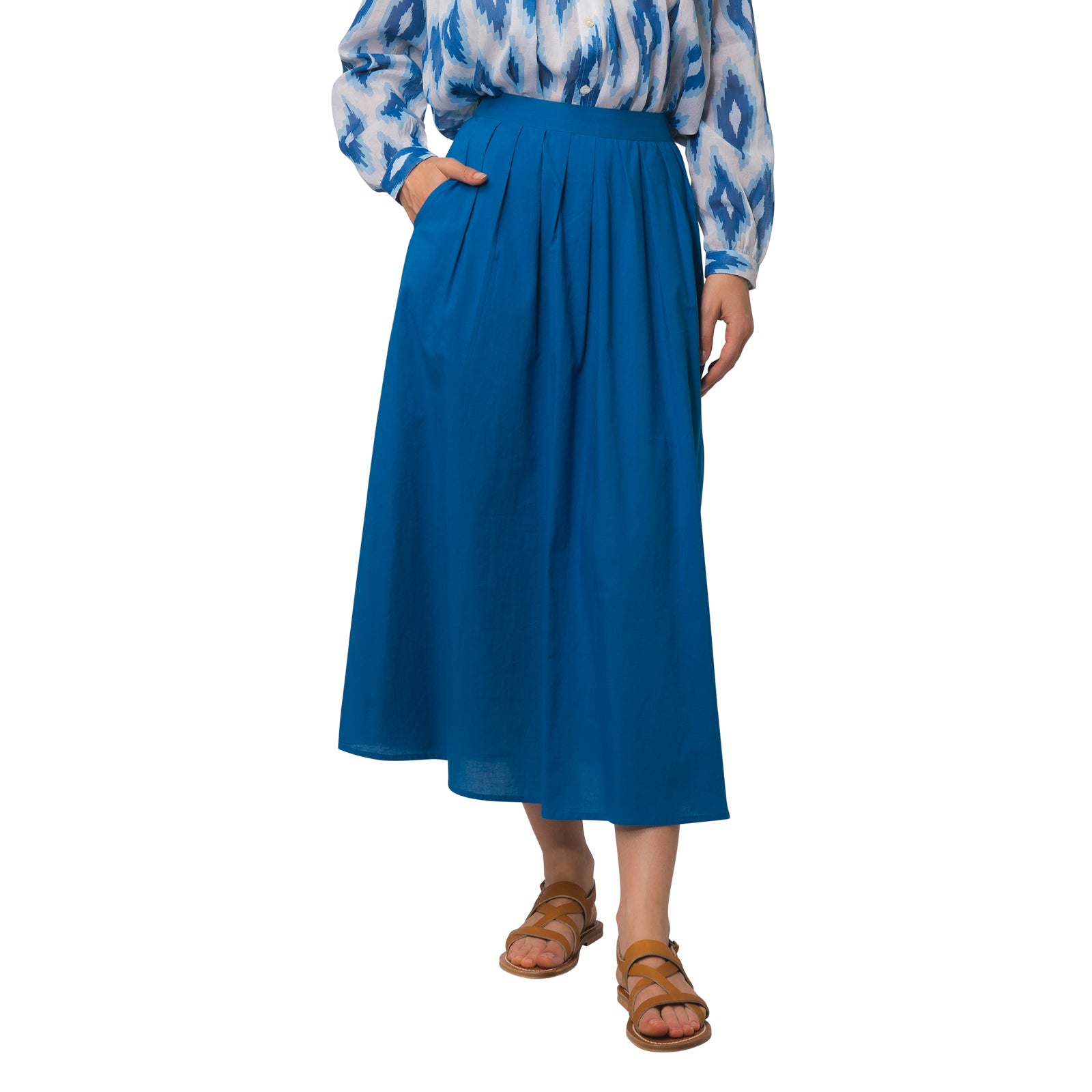 Lina Skirt S.color 100% Cotton - Blue BLUE