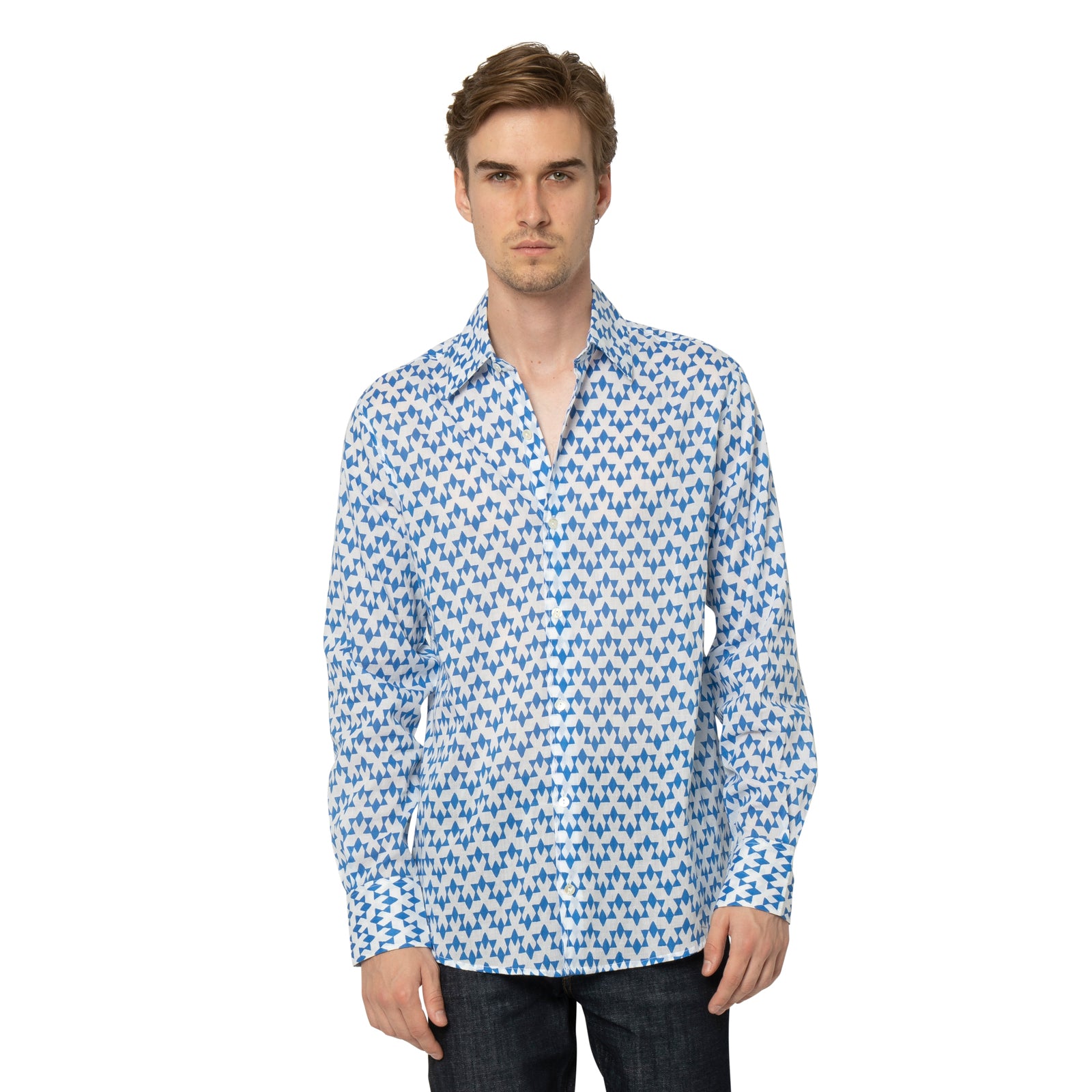 Man Shirt Abu 100% Cotton - Blue BLUE