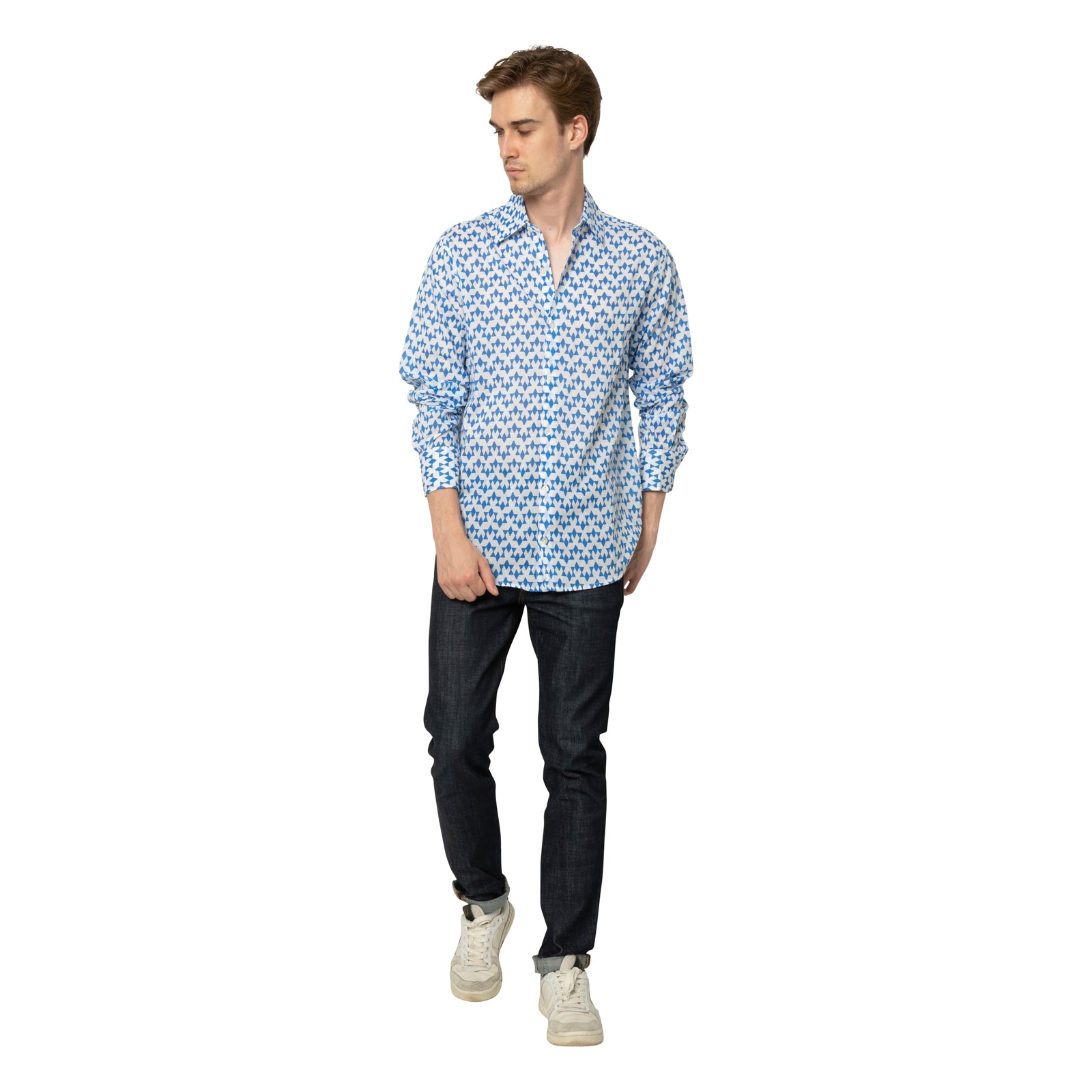 Man Shirt Abu 100% Cotton - Blue BLUE