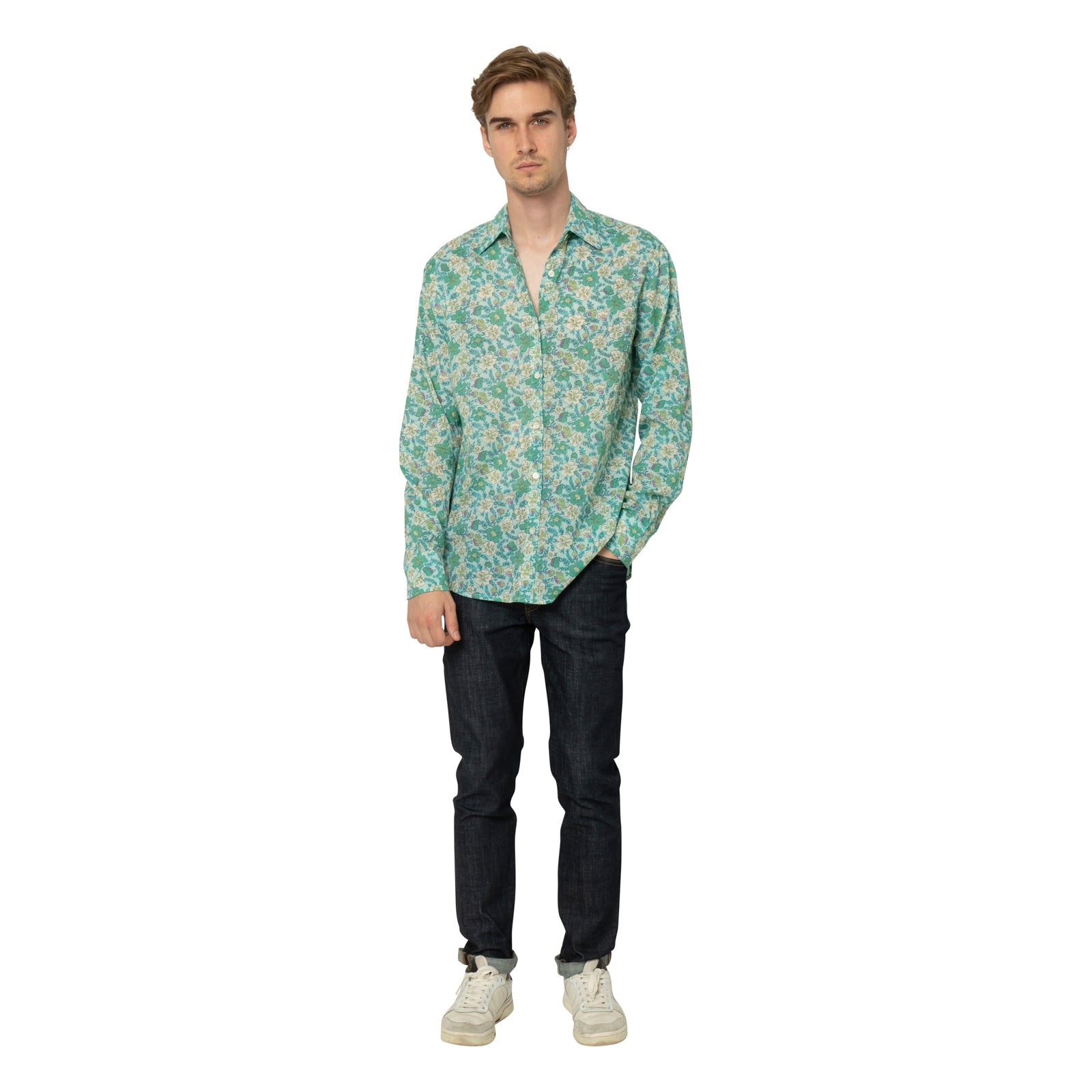 Man Shirt Georgette 100% Cotton - Green GREEN