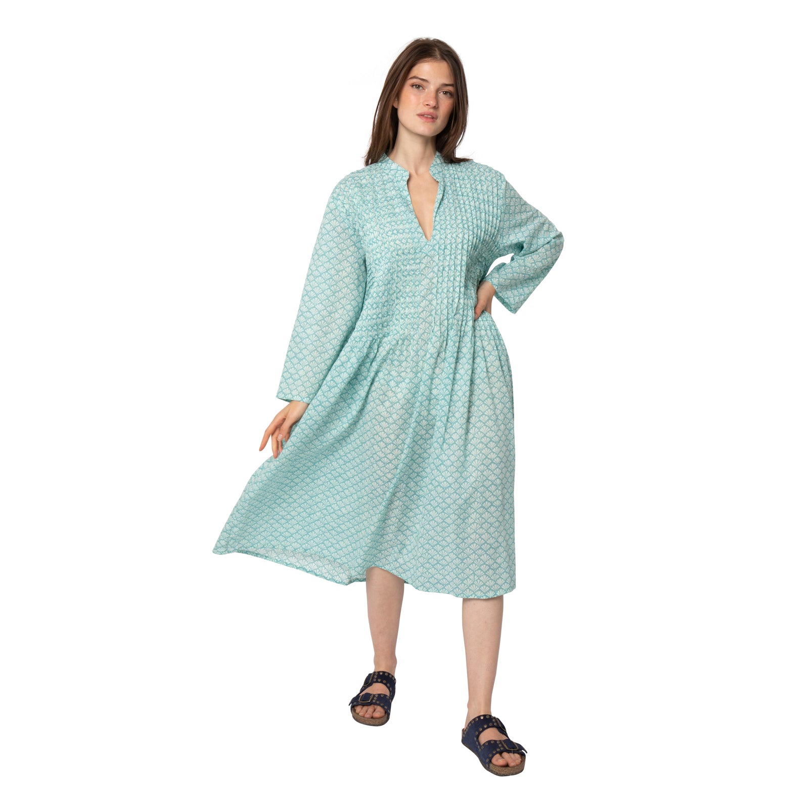 Marie Dress Peacock 100% Coton - Turquoise TURQUOISE