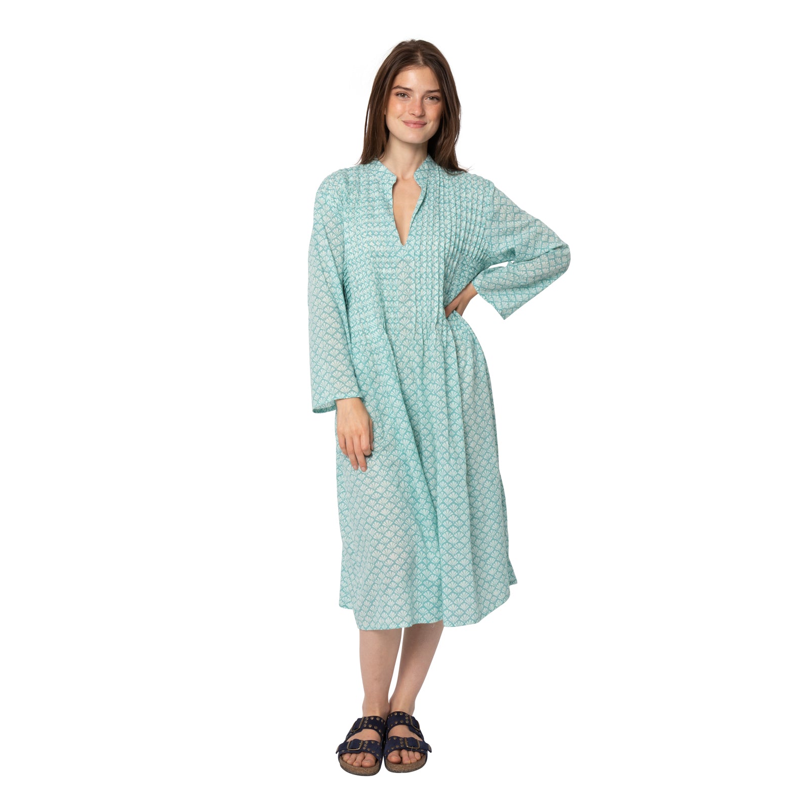 Marie Dress Peacock 100% Coton - Turquoise TURQUOISE