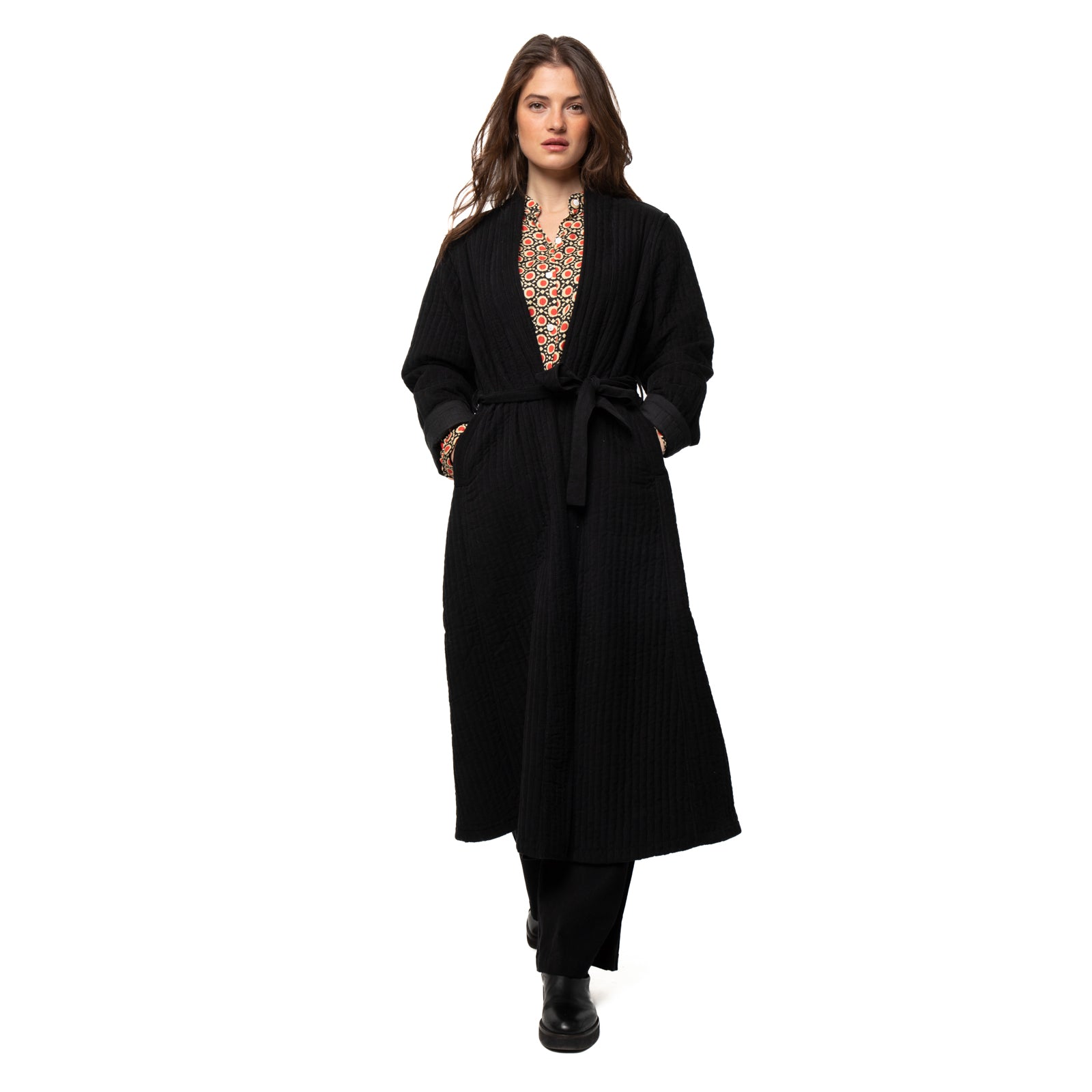 Mona Coat Velvet 100% Coton Velvet - Black BLACK