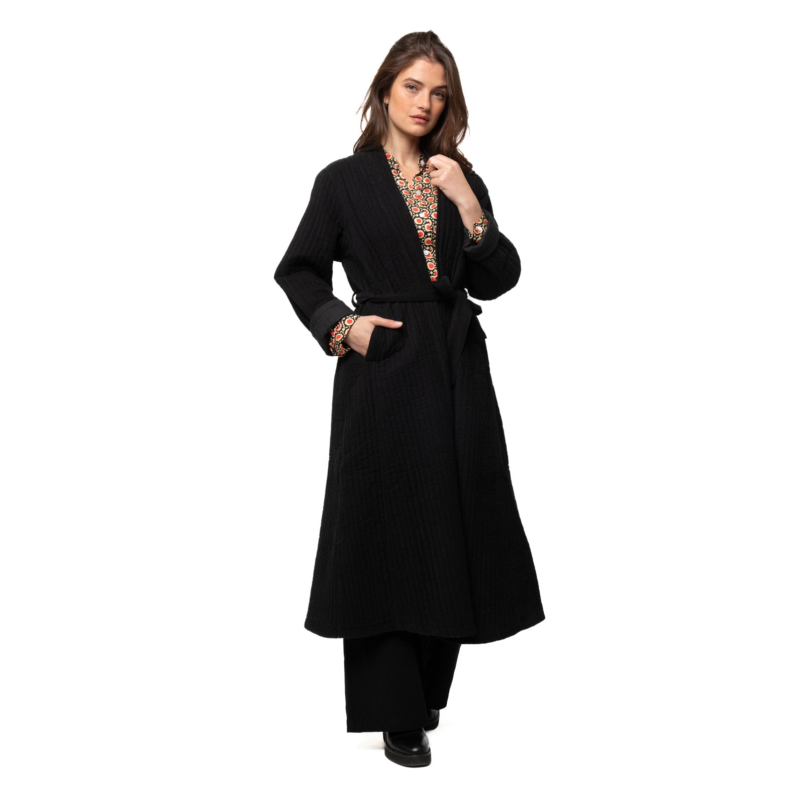 Mona Coat Velvet 100% Coton Velvet - Black BLACK