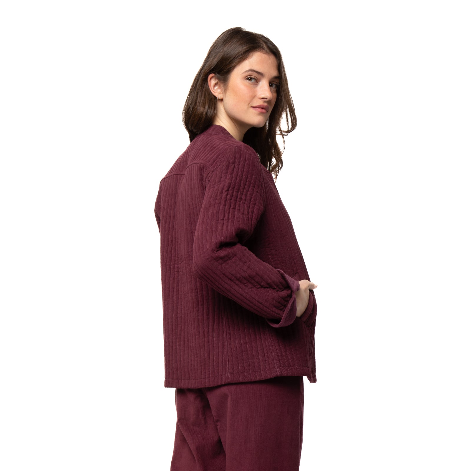 Nancy Quilted Jacket Velvet 100% Coton Velvet - Burgundy BURGUNDY