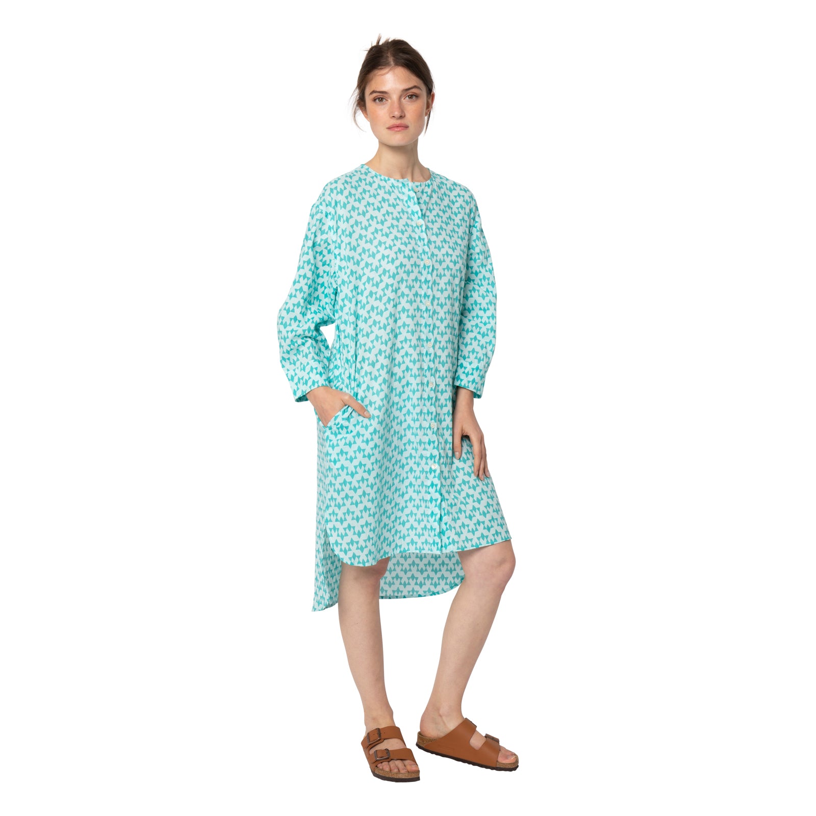 Noemie Shirt Dress Abu 100% Coton - Green GREEN