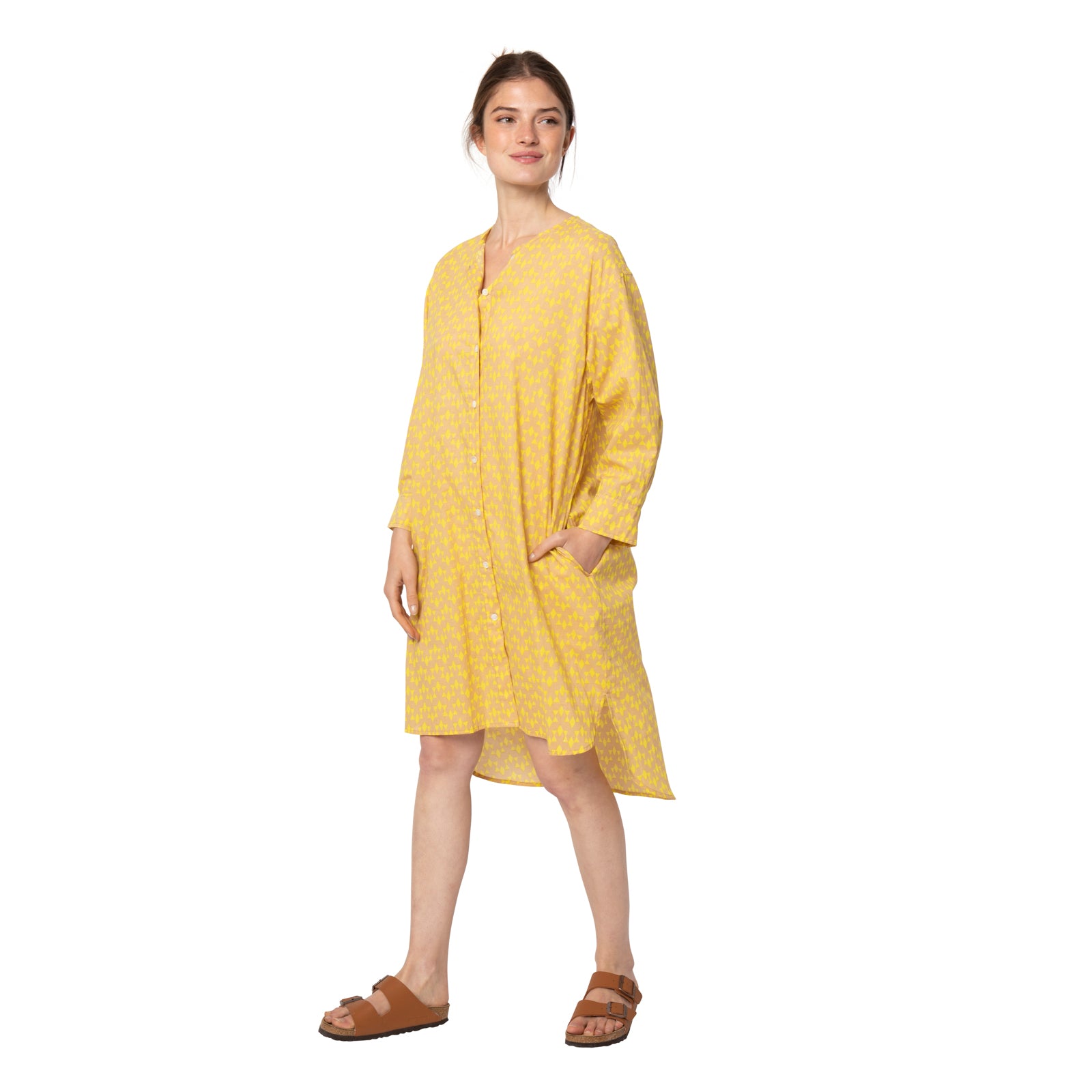 Noemie Shirt Dress Abu 100% Coton - Ochre OCHRE