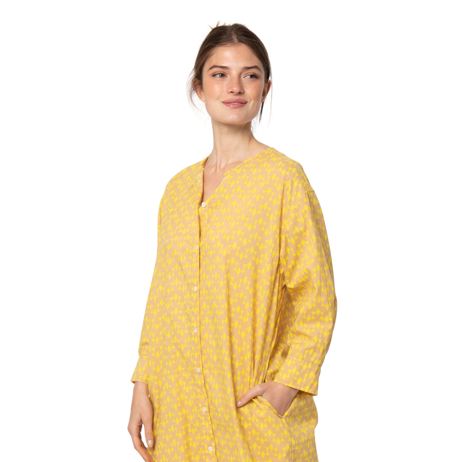 Noemie Shirt Dress Abu 100% Coton - Ochre OCHRE