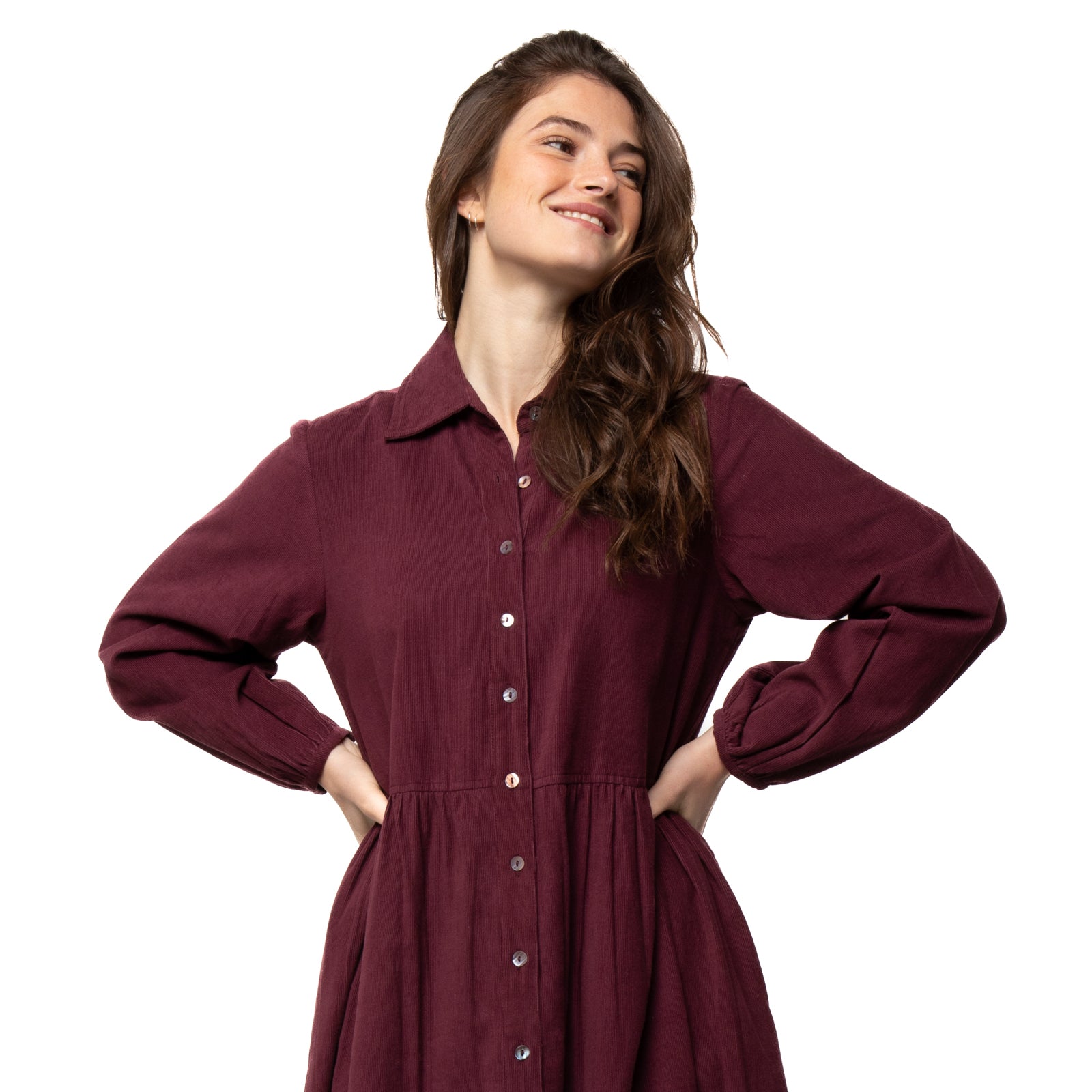 Paulette Dress Velvet 100% Coton - Burgundy BURGUNDY