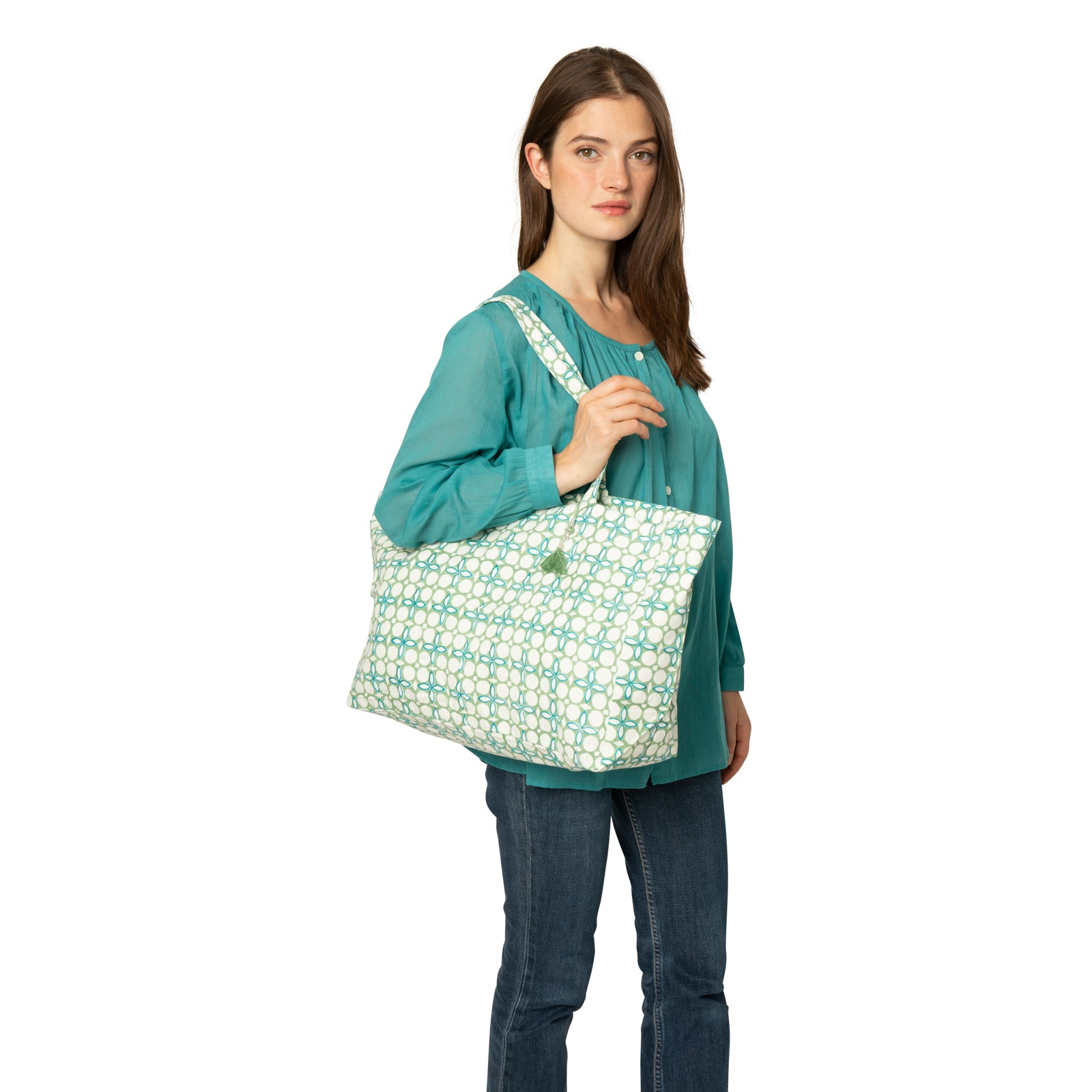 Carry Bag Dotty 100% Organic Cotton - Green GREEN