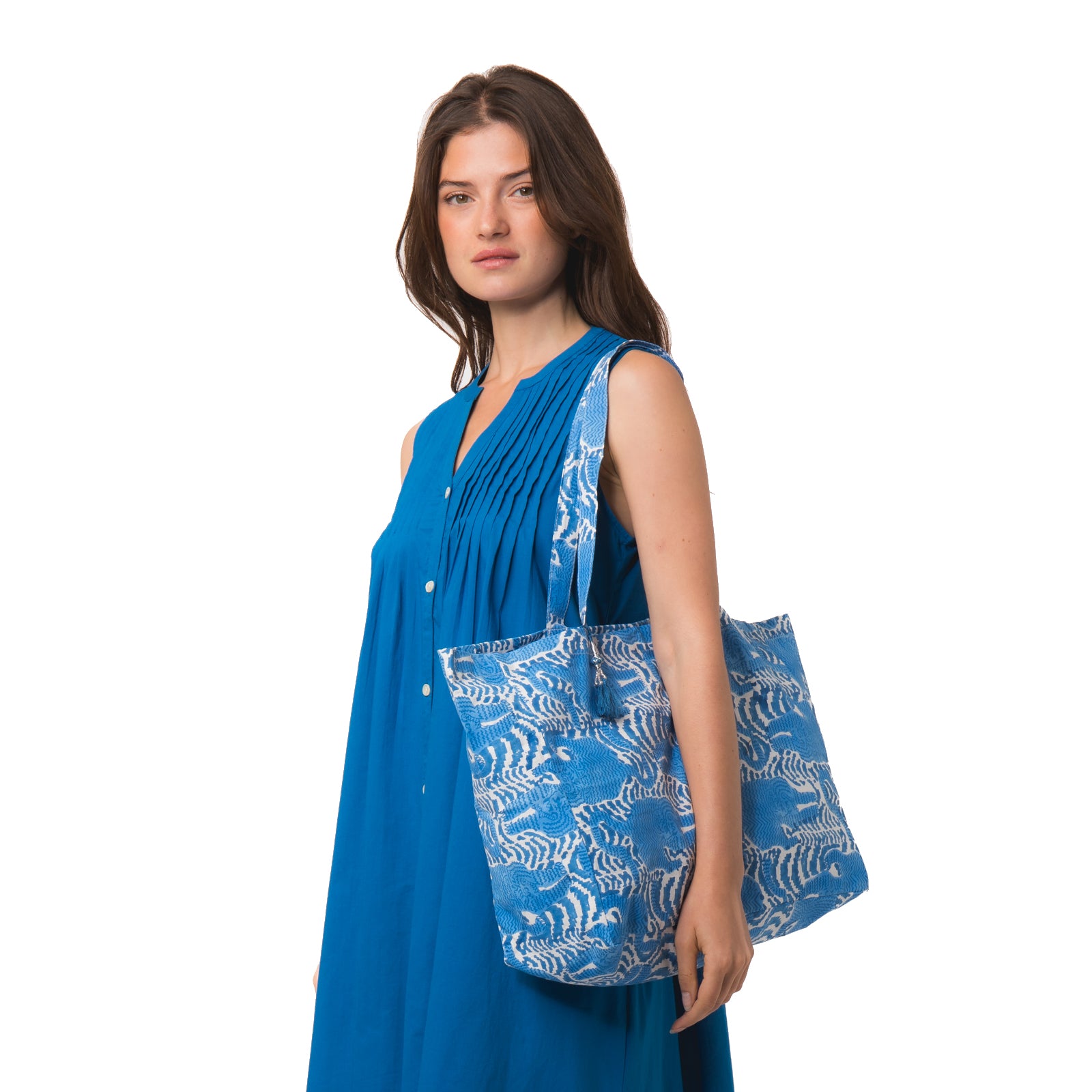 Carry Bag Tiger 100% Organic Cotton - Blue BLUE