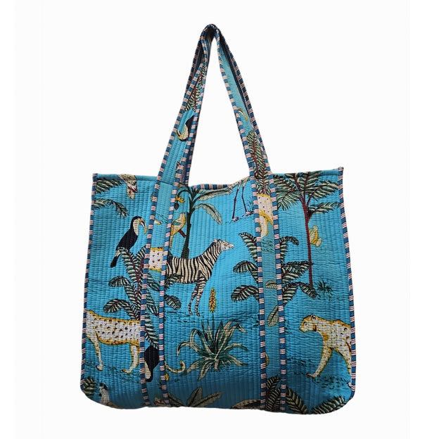 Beach Bag Jungle 100% Cotton - Turquoise TURQUOISE