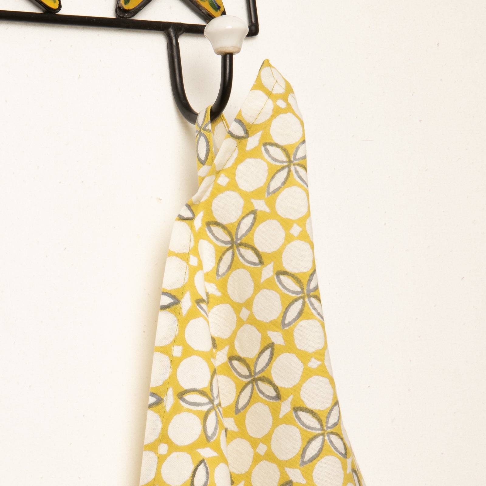 Tea Towel Dotty 100% Organic Cotton-blockprint - Yellow Flave YELLOW FLAVE