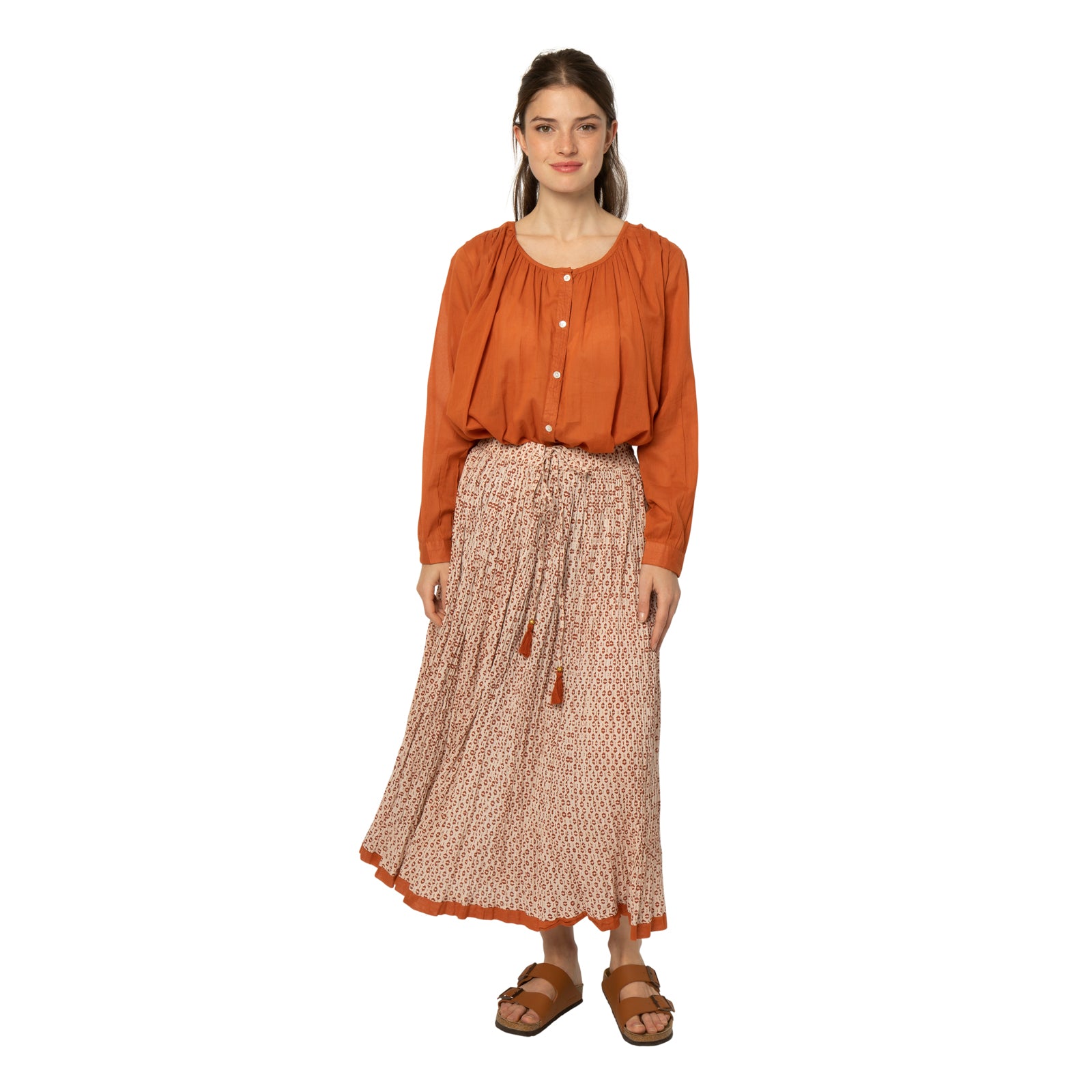 Anya Skirt Baori 100% Cotton - Orange ORANGE