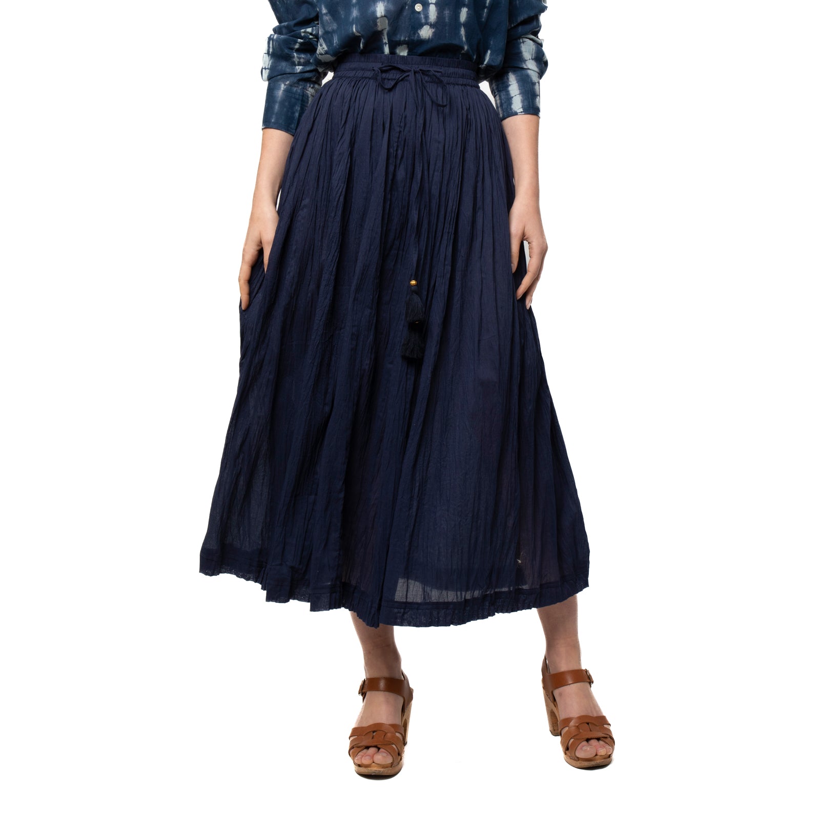 Anya Crinkled Skirt 100% Cotton - Navy NAVY