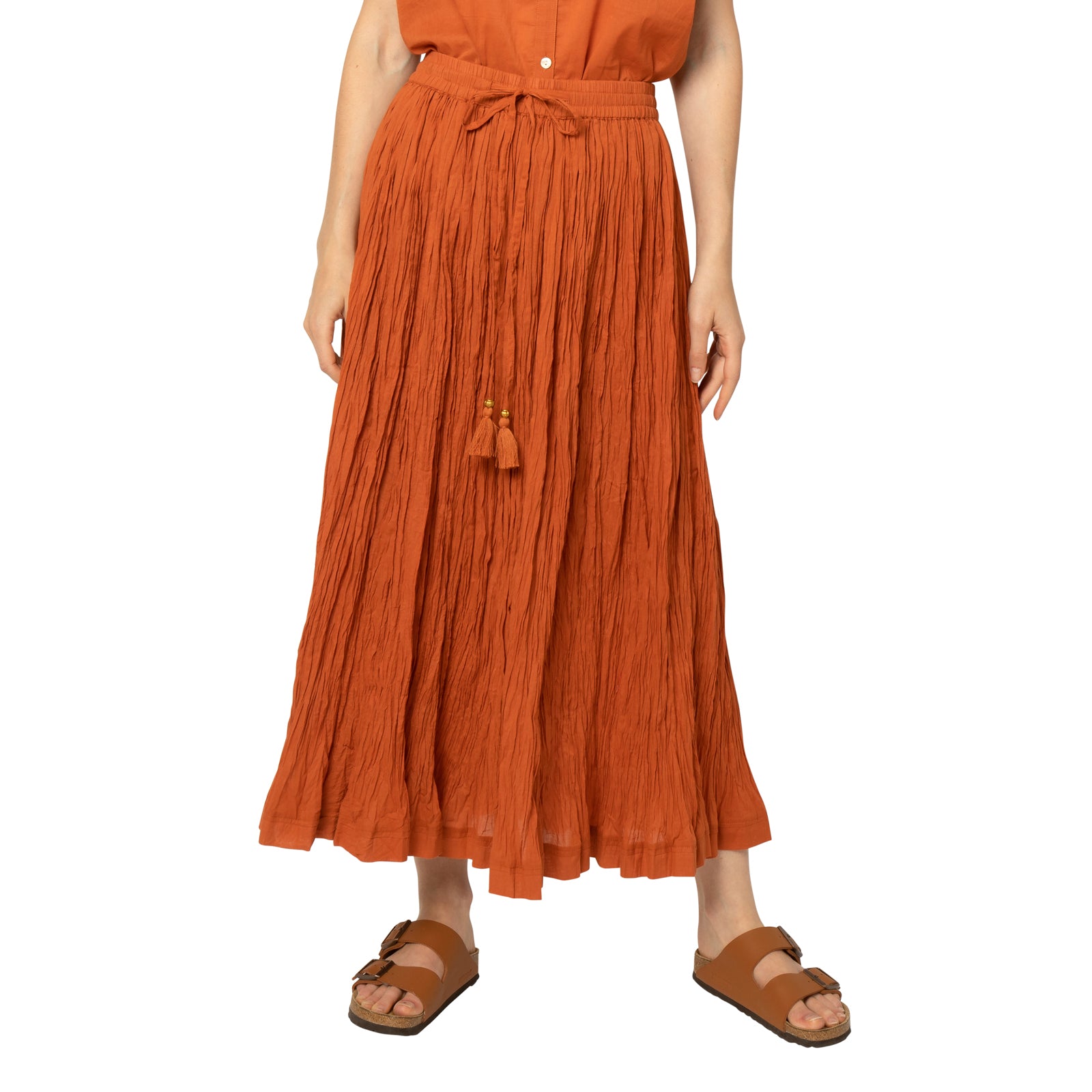 Anya Crinkled Skirt 100% Cotton - Terracotta TERRACOTTA