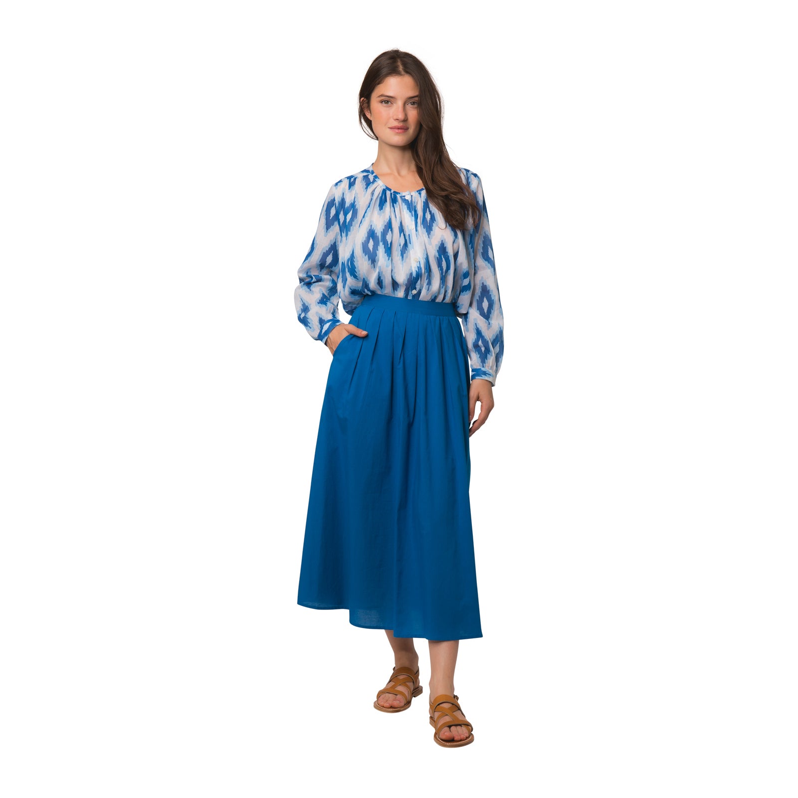 Lina Skirt S.color 100% Cotton - Blue BLUE