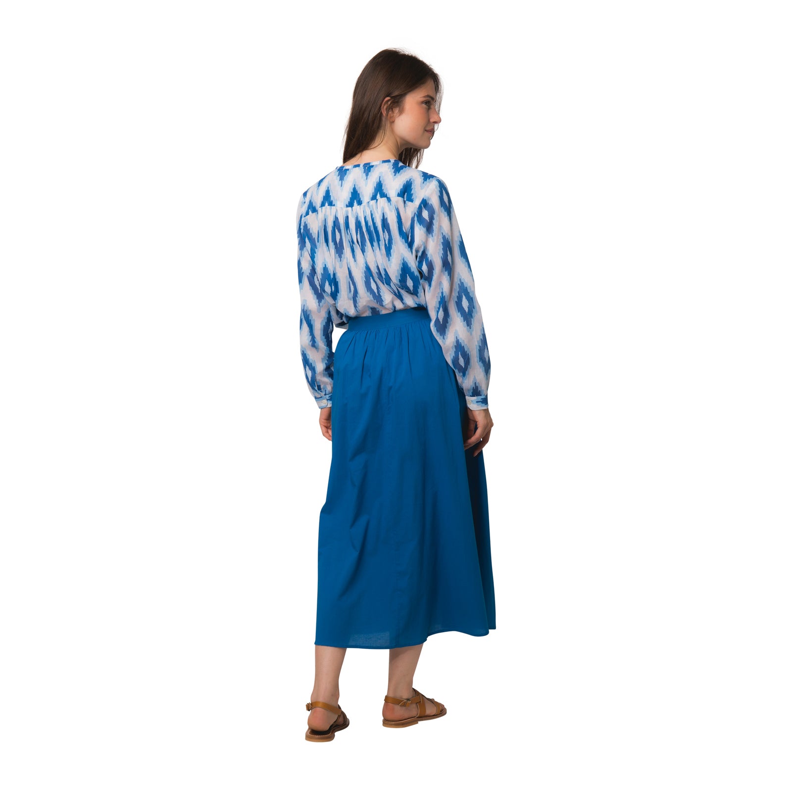 Lina Skirt S.color 100% Cotton - Blue BLUE