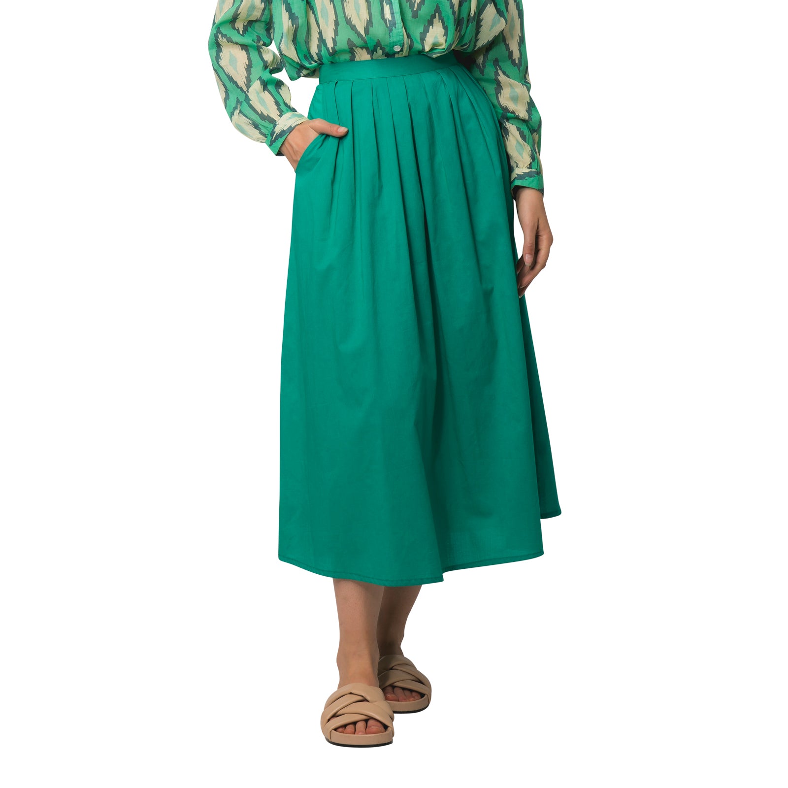 Lina Skirt S.color 100% Cotton - Green GREEN