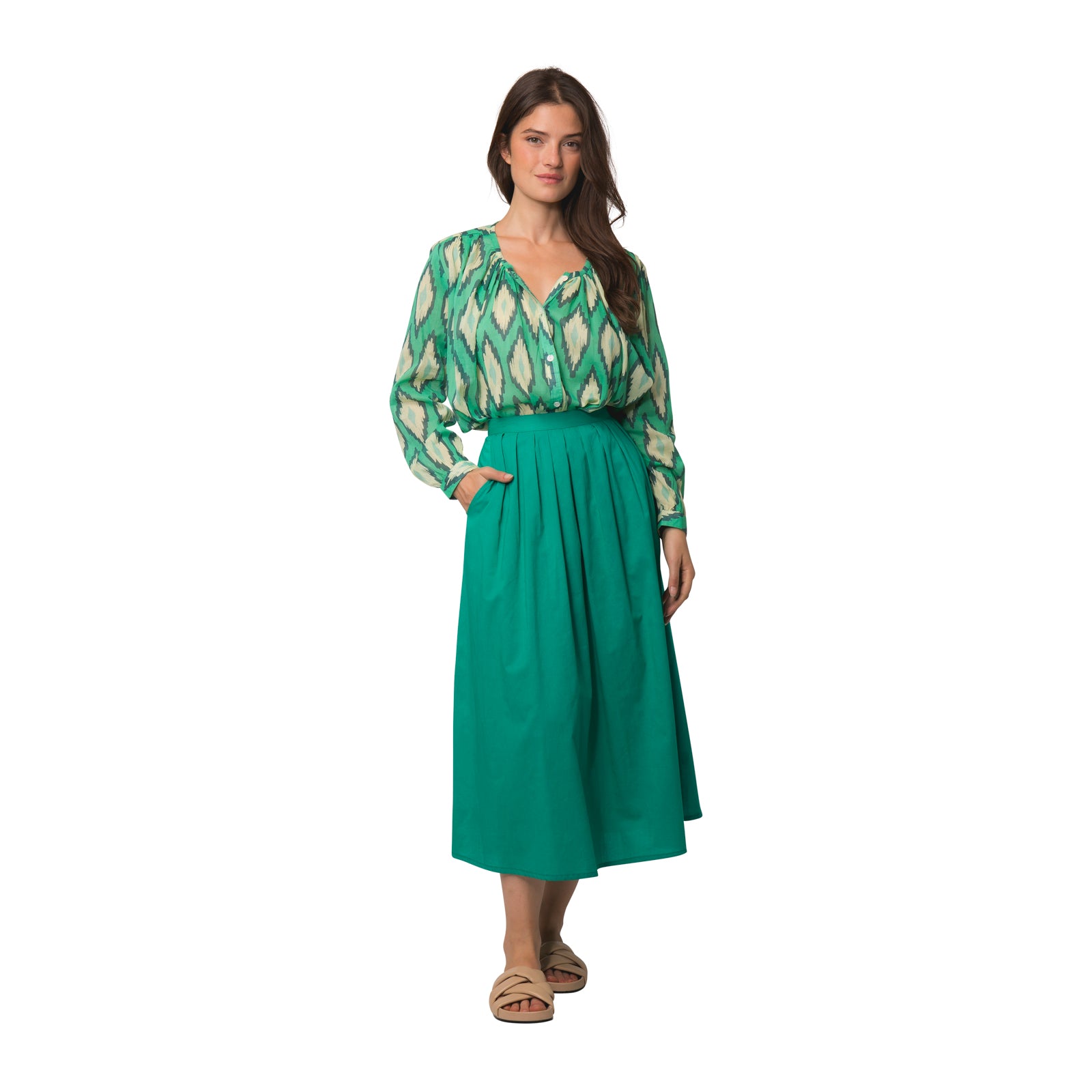 Lina Skirt S.color 100% Cotton - Green GREEN