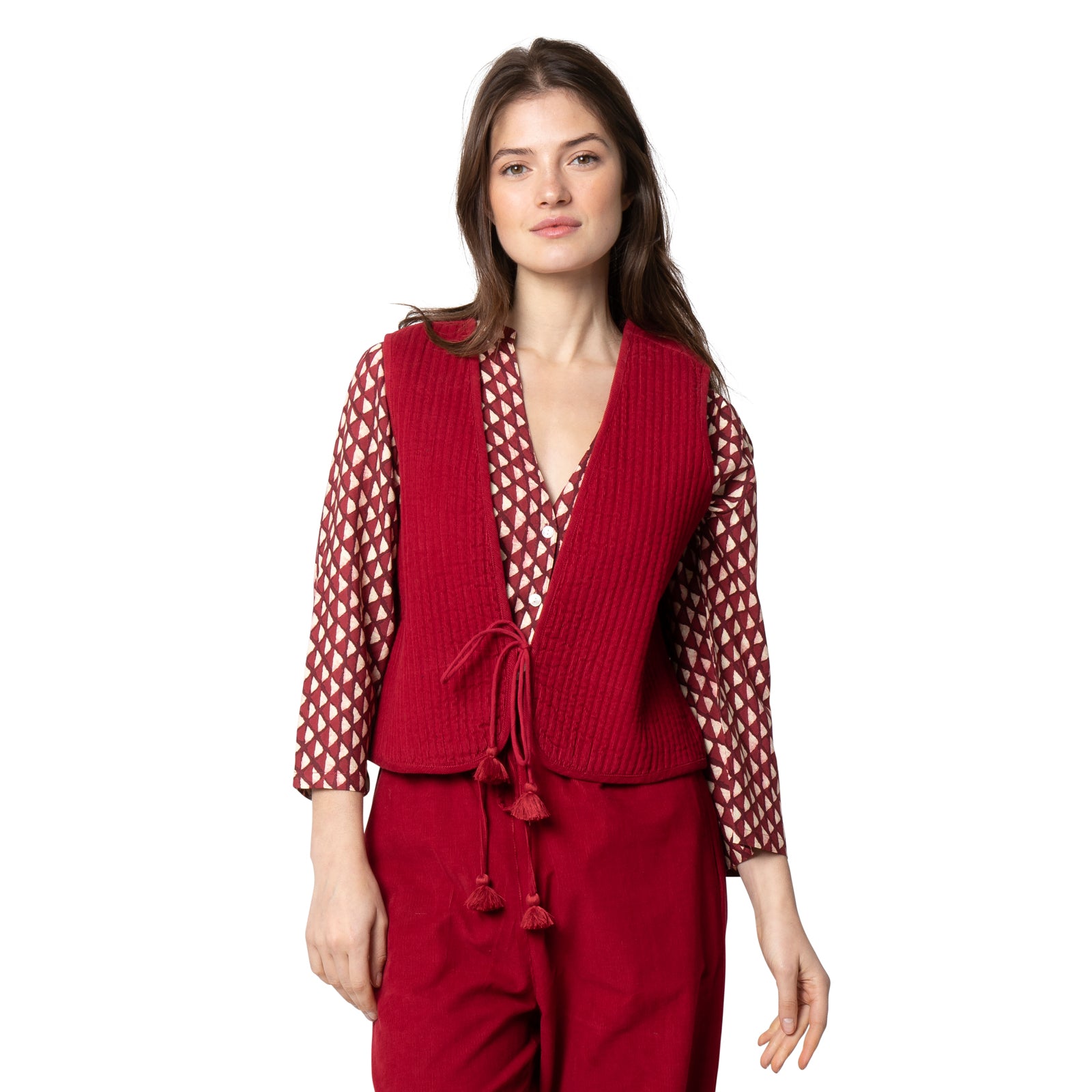 Bolero Vest Velvet 100% Coton Velvet - Red RED