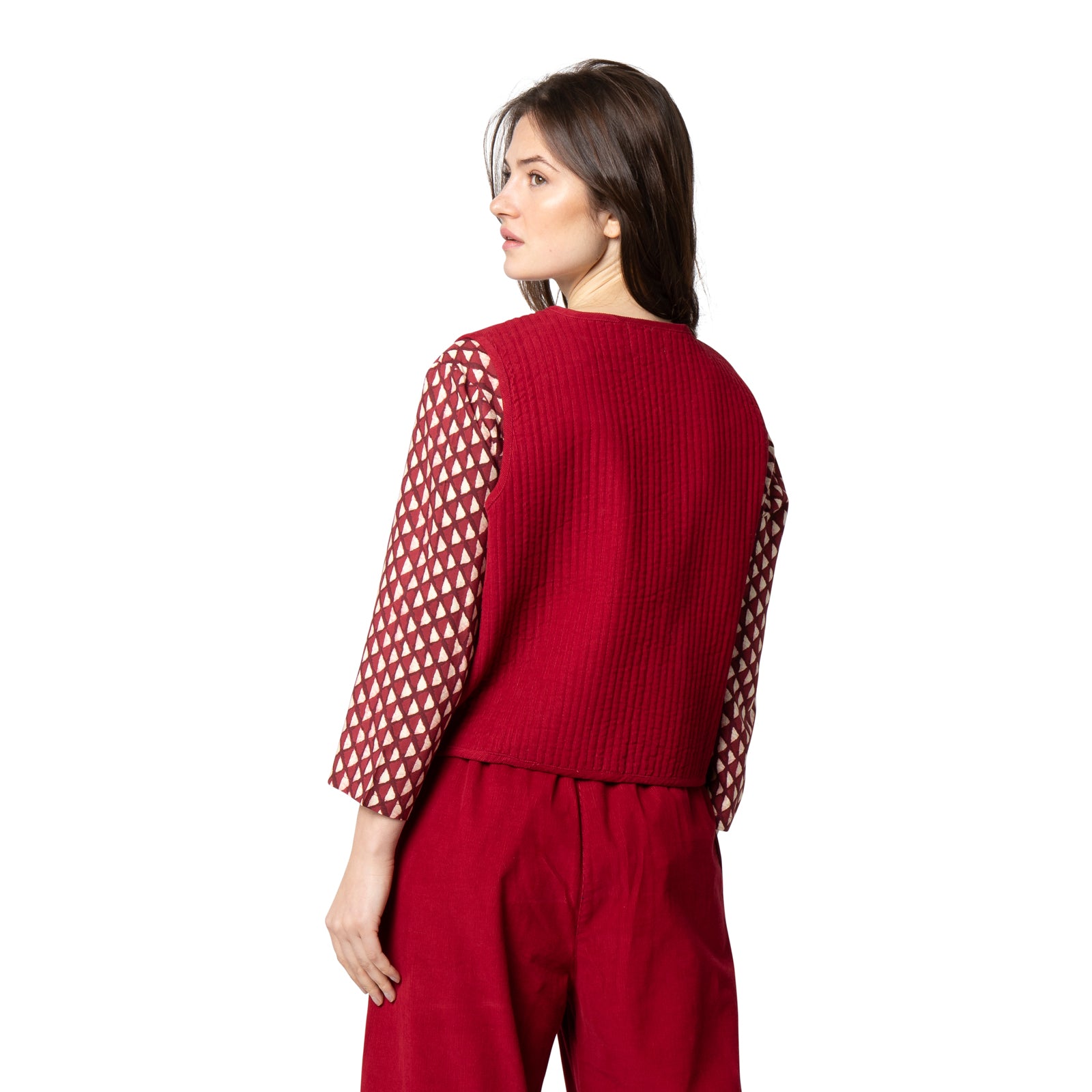 Bolero Vest Velvet 100% Coton Velvet - Red RED