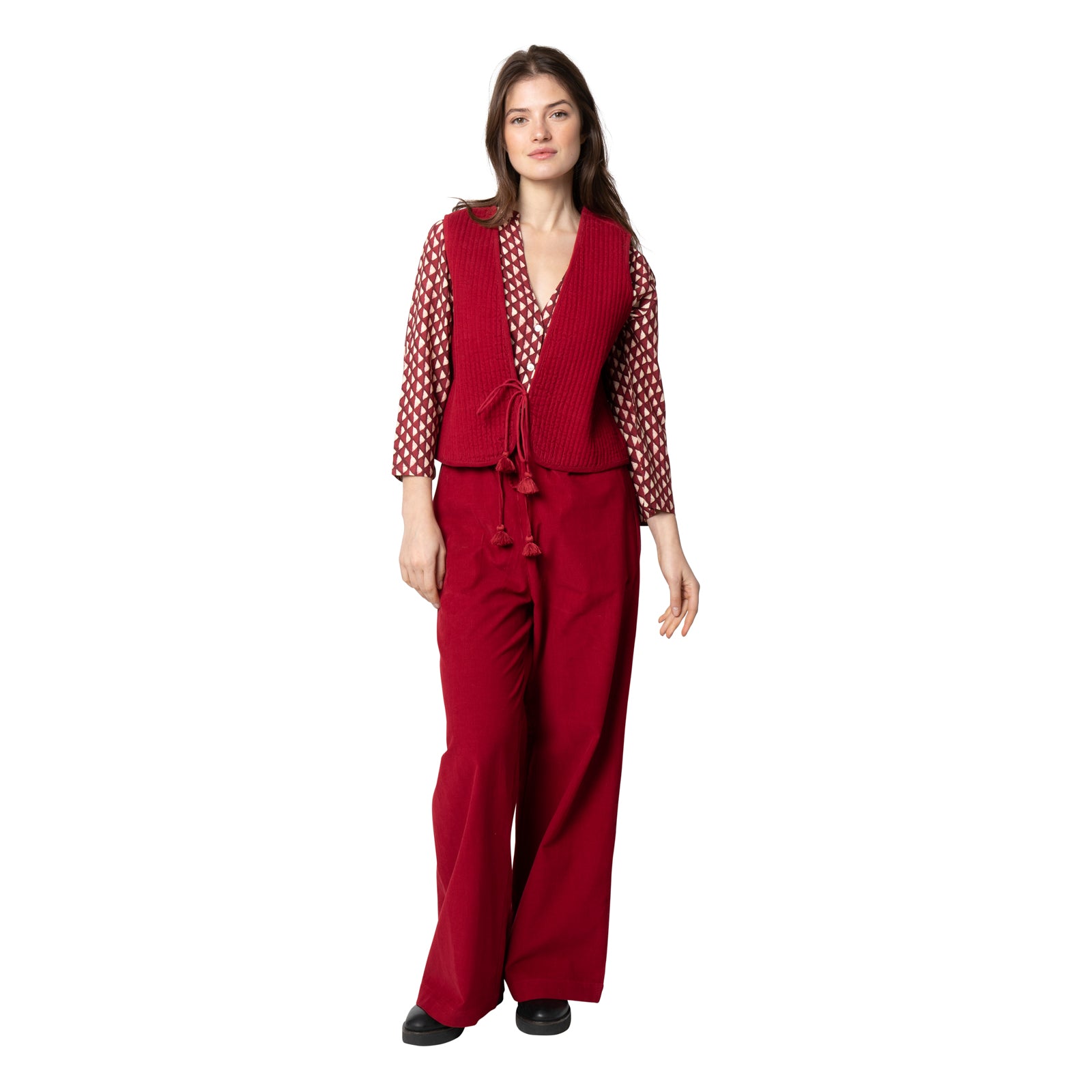 Bolero Vest Velvet 100% Coton Velvet - Red RED