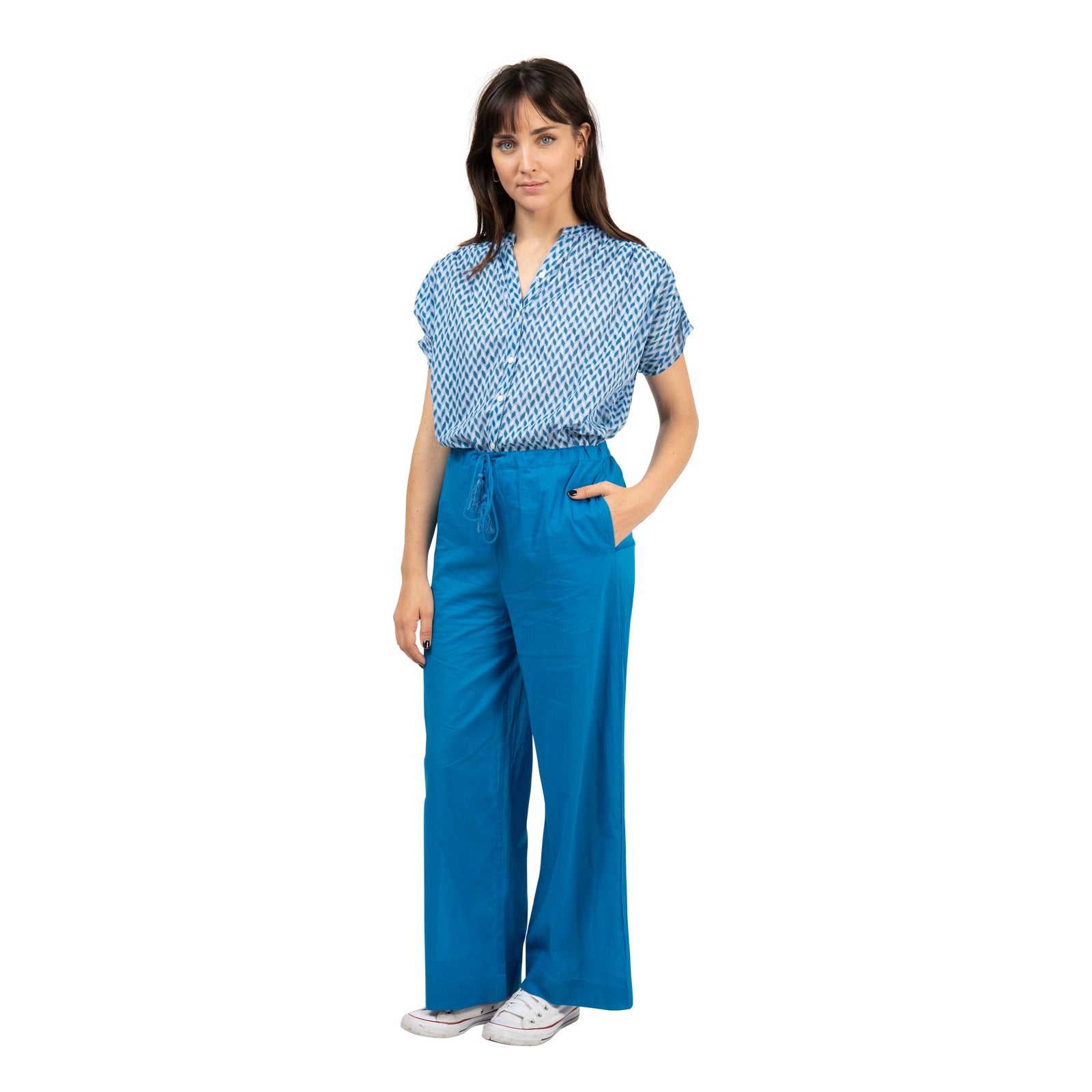 Anais Trousers 100% Cotton - Blue BLUE