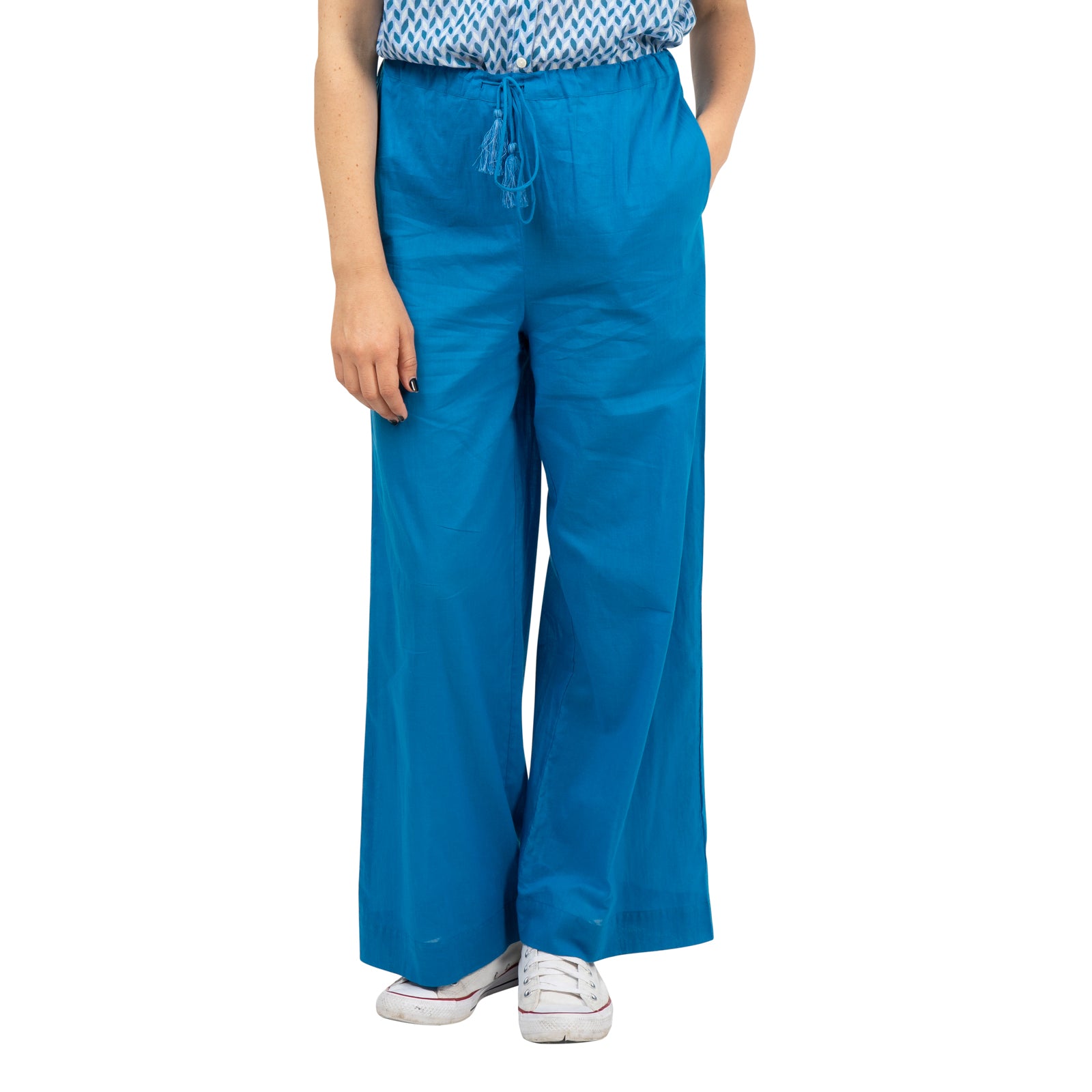 Anais Trousers 100% Cotton - Blue BLUE