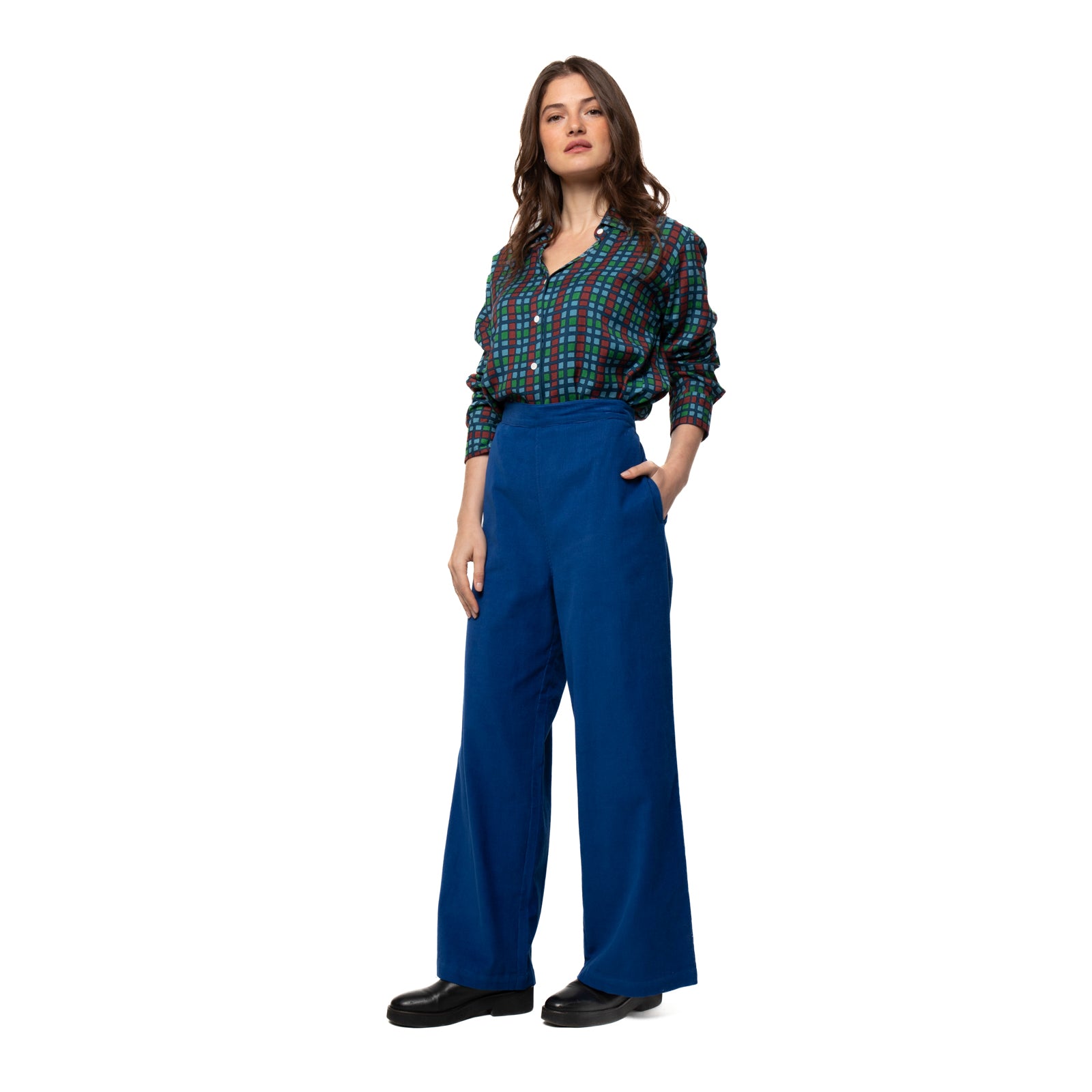 Jane Trousers Velvet 100% Coton - Blue BLUE