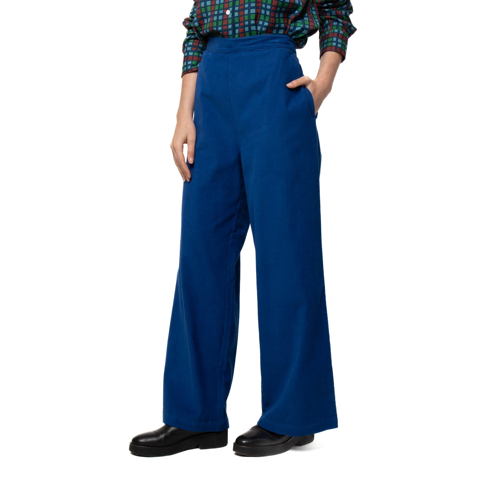 Jane Trousers Velvet 100% Coton - Blue BLUE