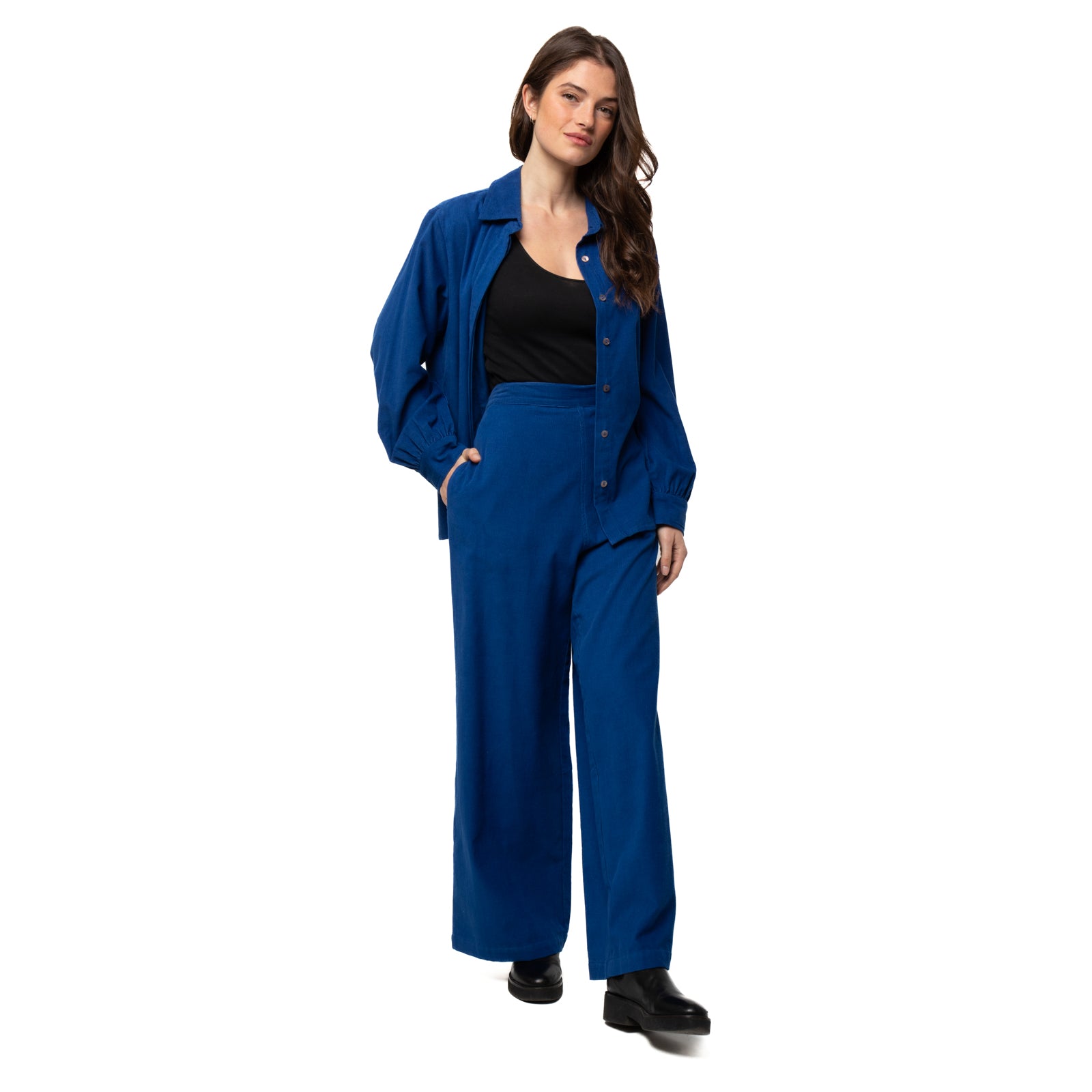 Jane Trousers Velvet 100% Coton - Blue BLUE