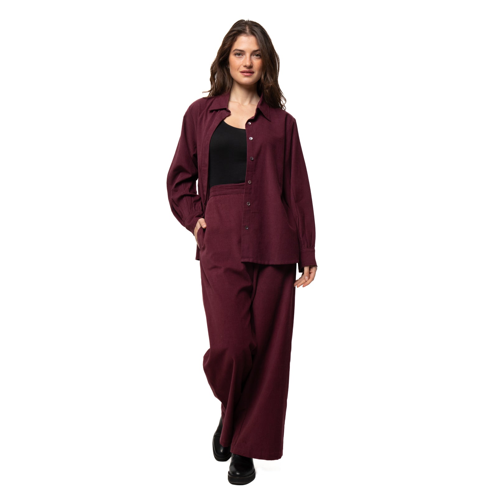 Jane Trousers Velvet 100% Coton - Burgundy BURGUNDY