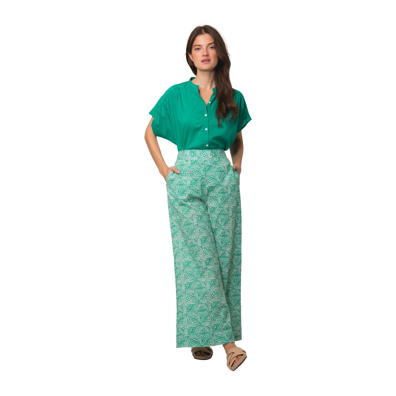 Leana Trousers Iranja 100% Coton - Green GREEN