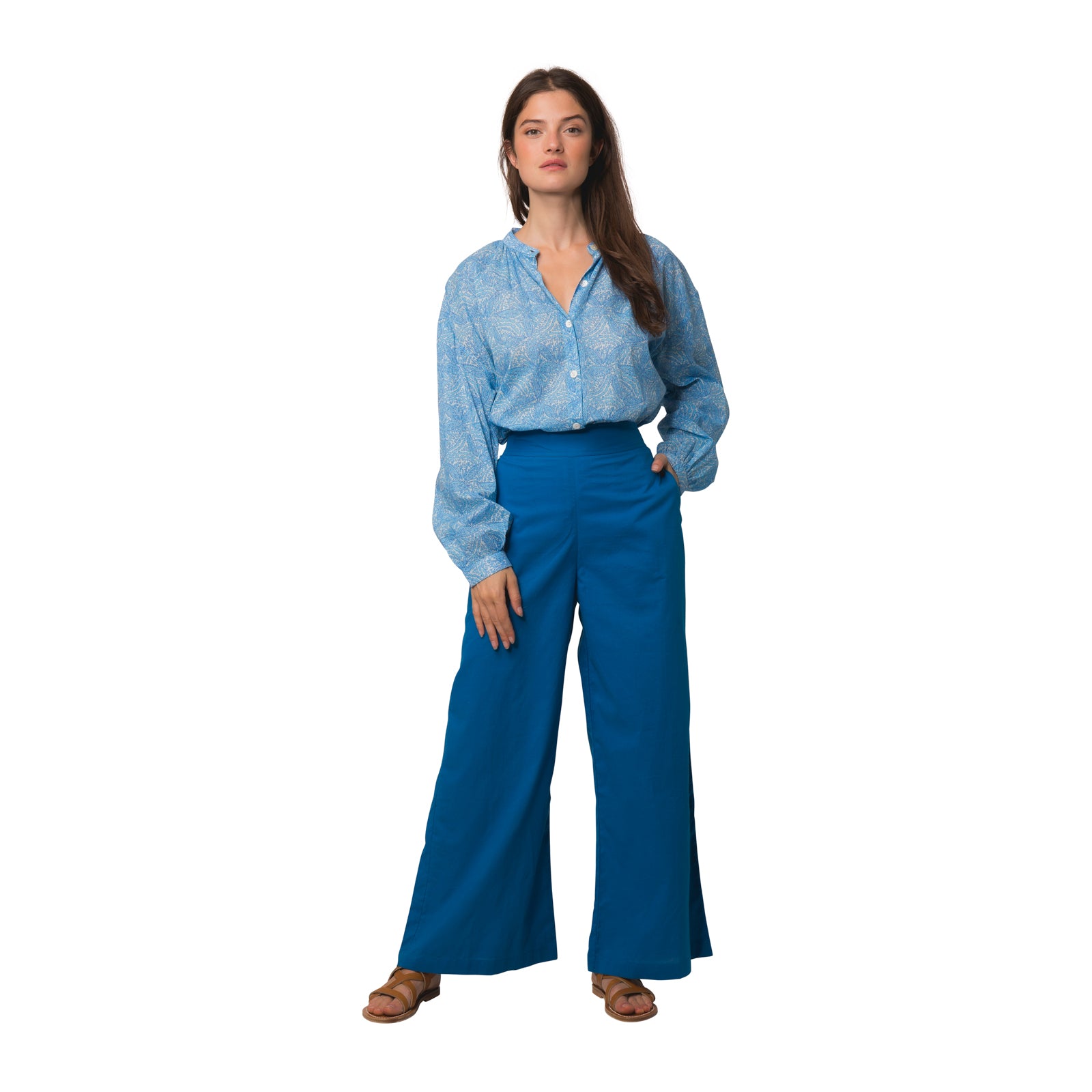 Leana Trousers S.color 100% Coton - Blue BLUE