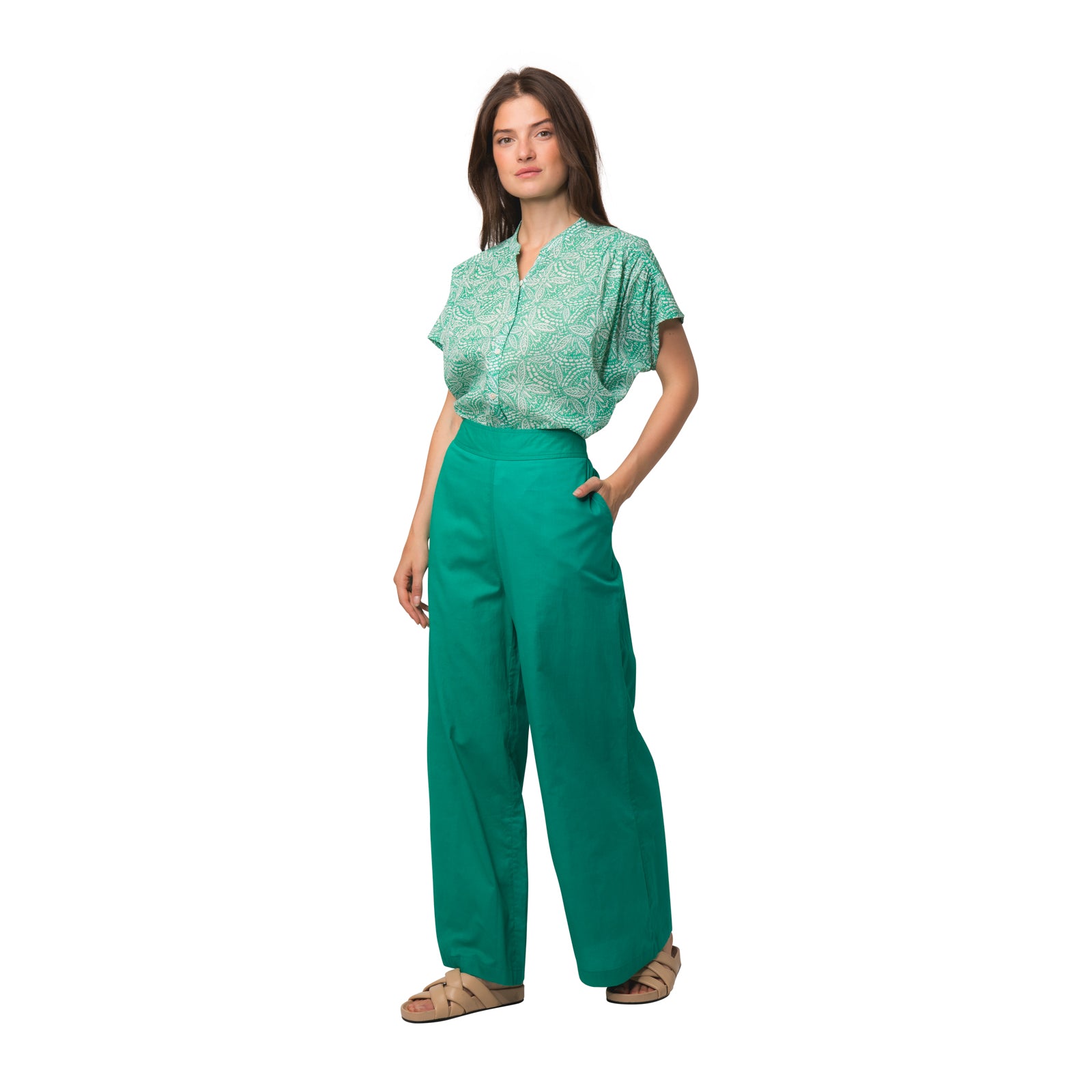 Leana Trousers S.color 100% Coton - Green GREEN