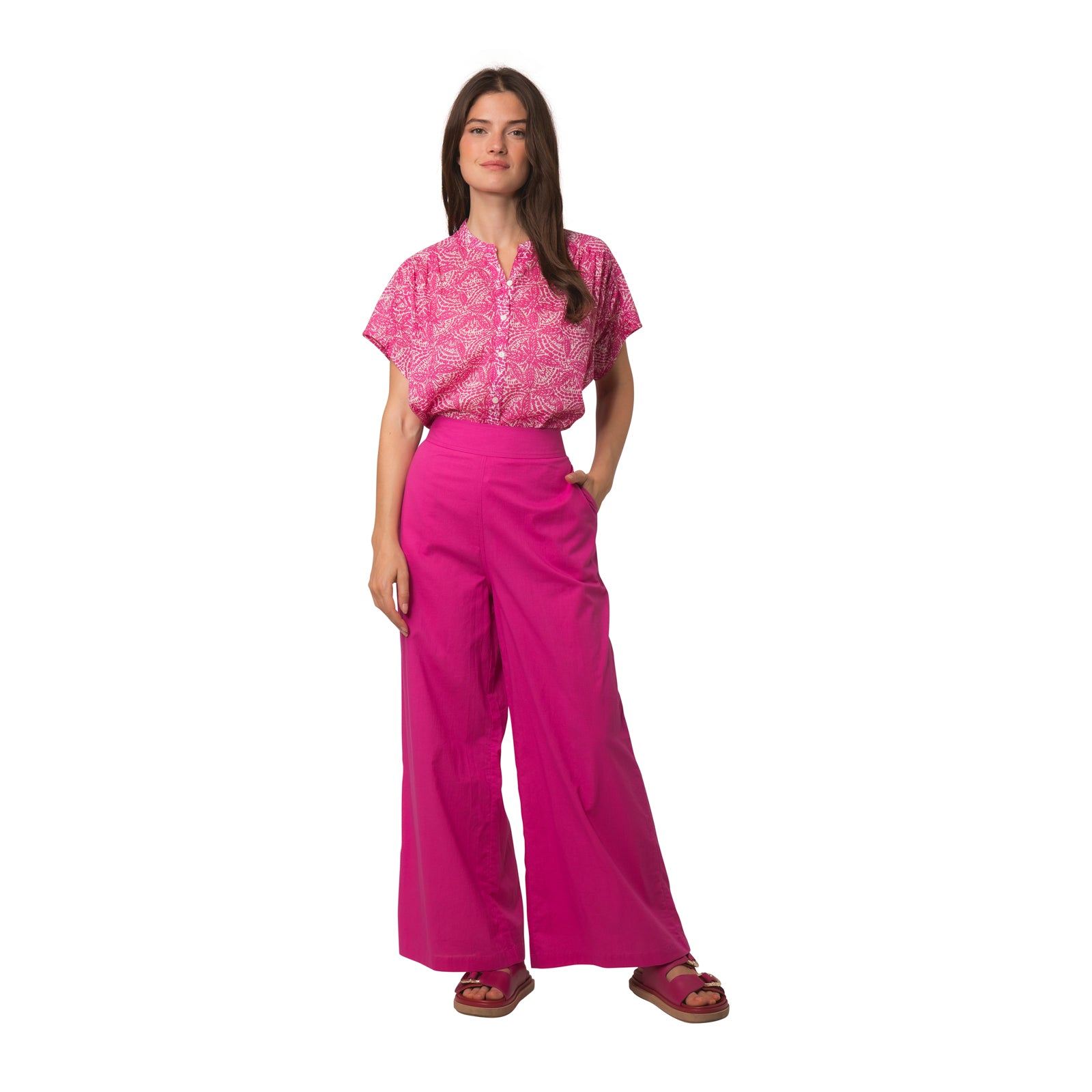 Leana Trousers S.color 100% Coton - Pink PINK