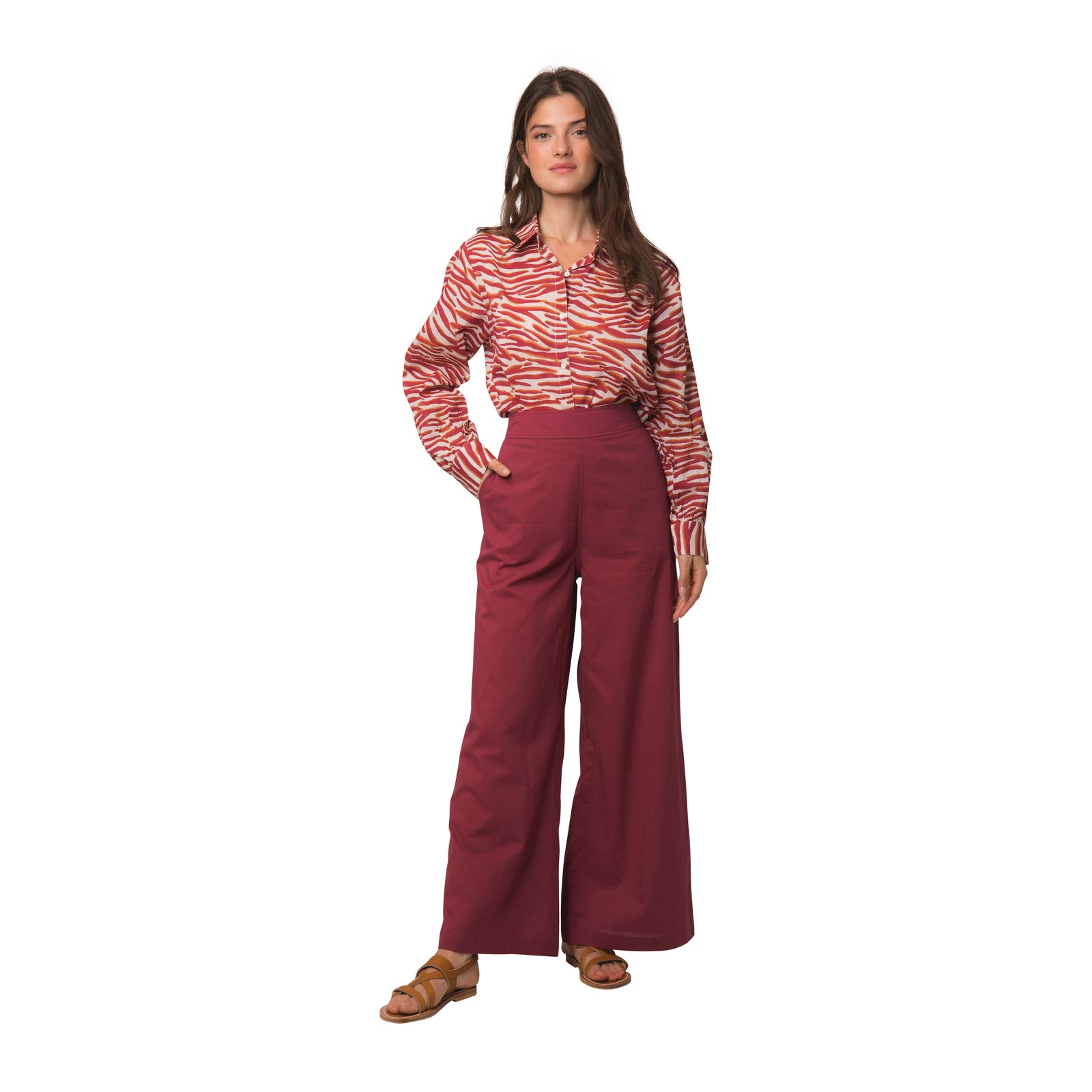 Leana Trousers S.color 100% Coton - Rasberry RASBERRY